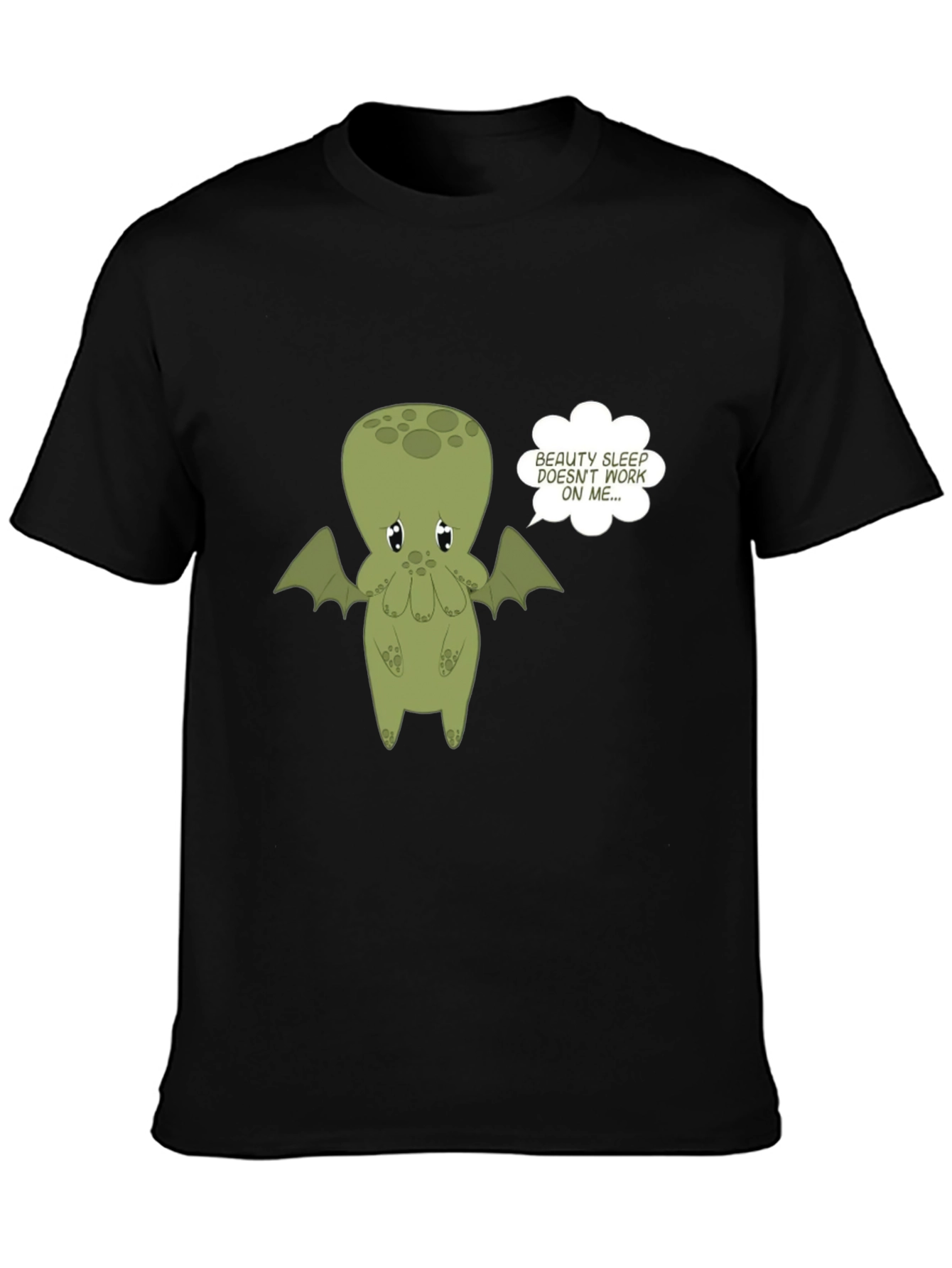 Cute Cthulhu Beauty Sleep Graphic Tee - Black