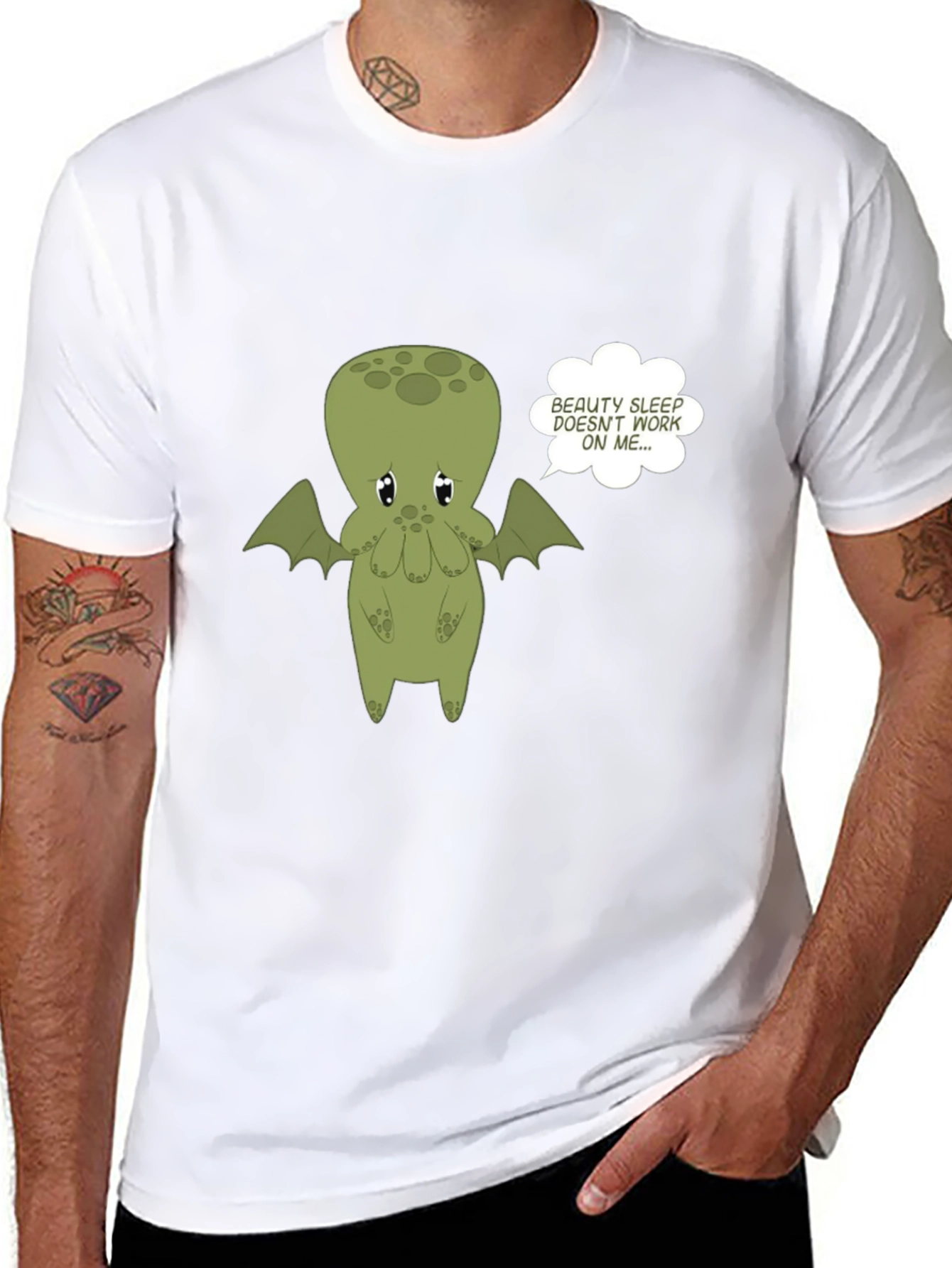 Cute Cthulhu Beauty Sleep Graphic Tee - Black