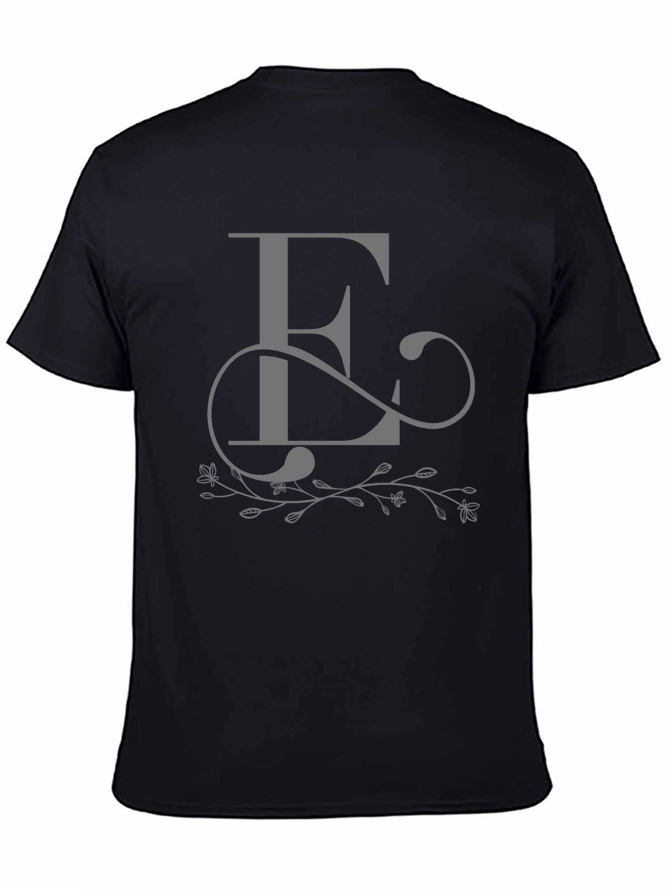 Elegant Letter E Graphic Tee - Black
