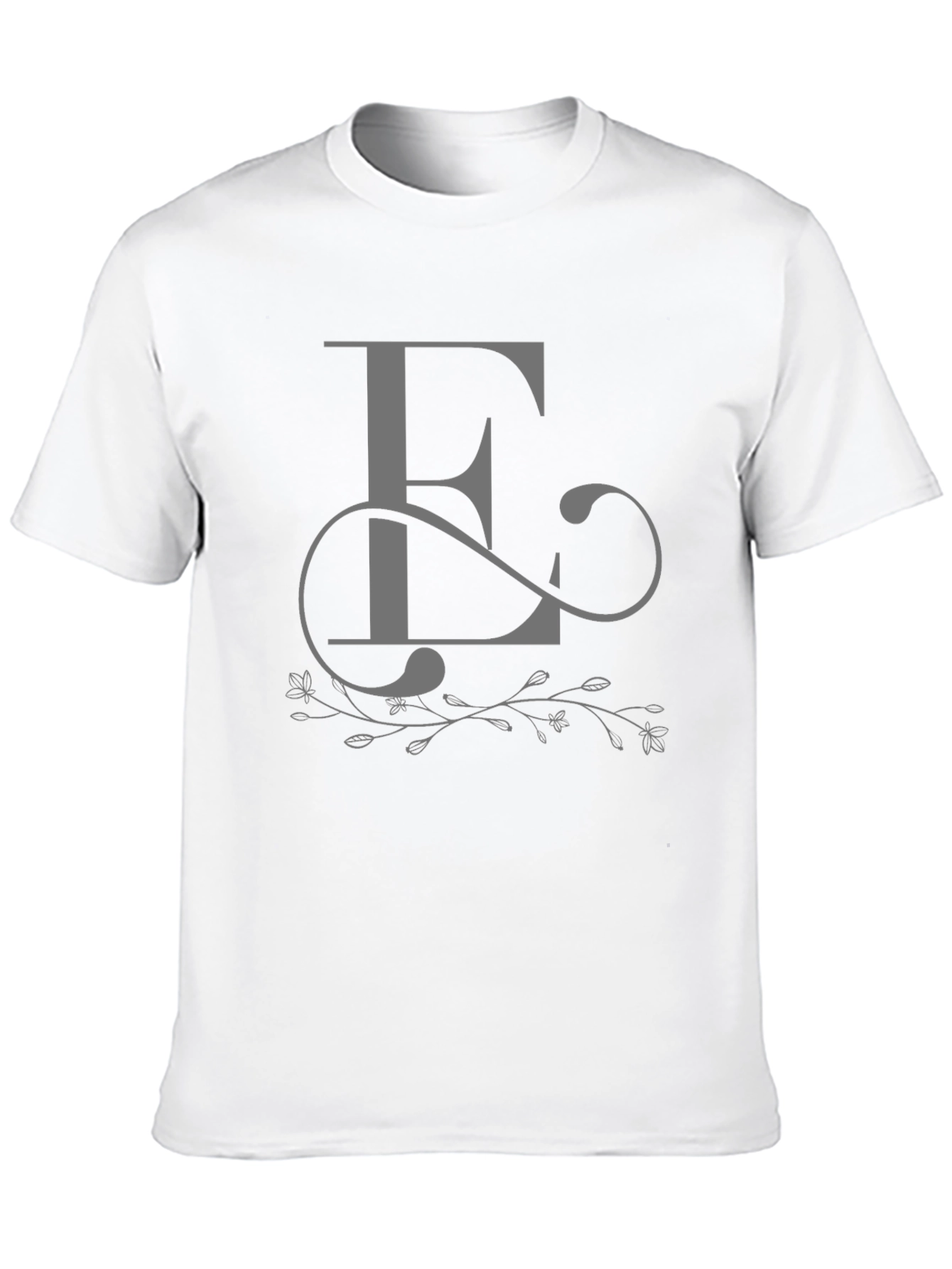 Elegant Letter E Graphic Tee - Black