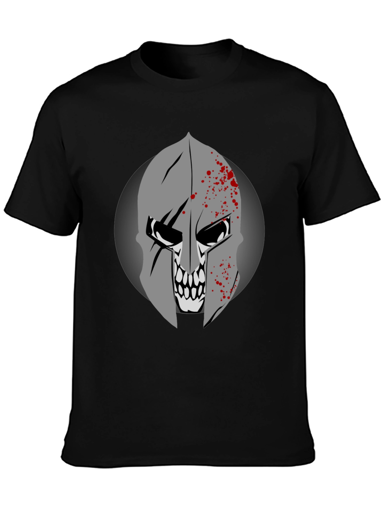 Spartan Skull Graphic Tee - Black Cotton T-Shirt