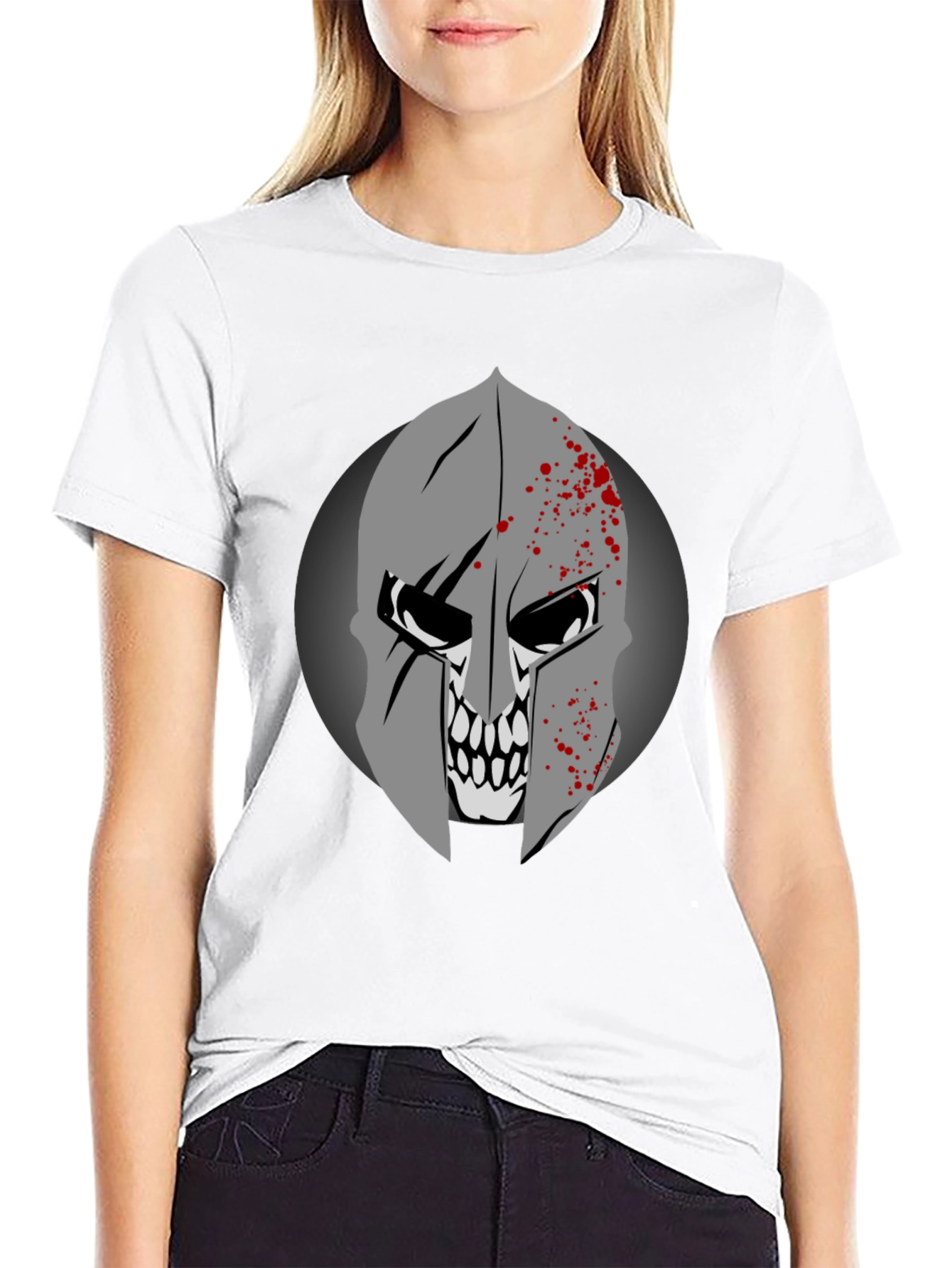 Spartan Skull Graphic Tee - Black Cotton T-Shirt