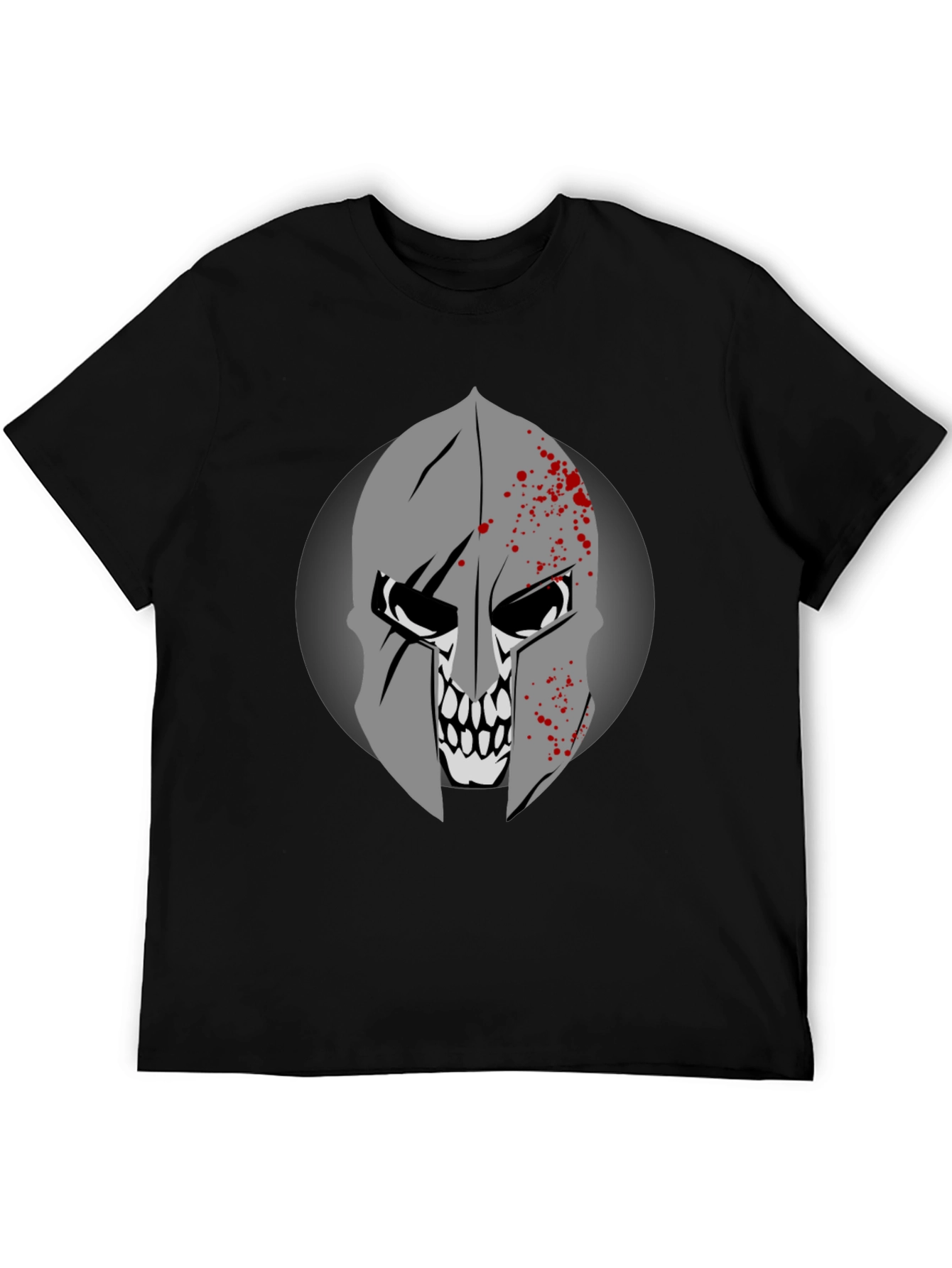 Spartan Skull Graphic Tee - Black Cotton T-Shirt
