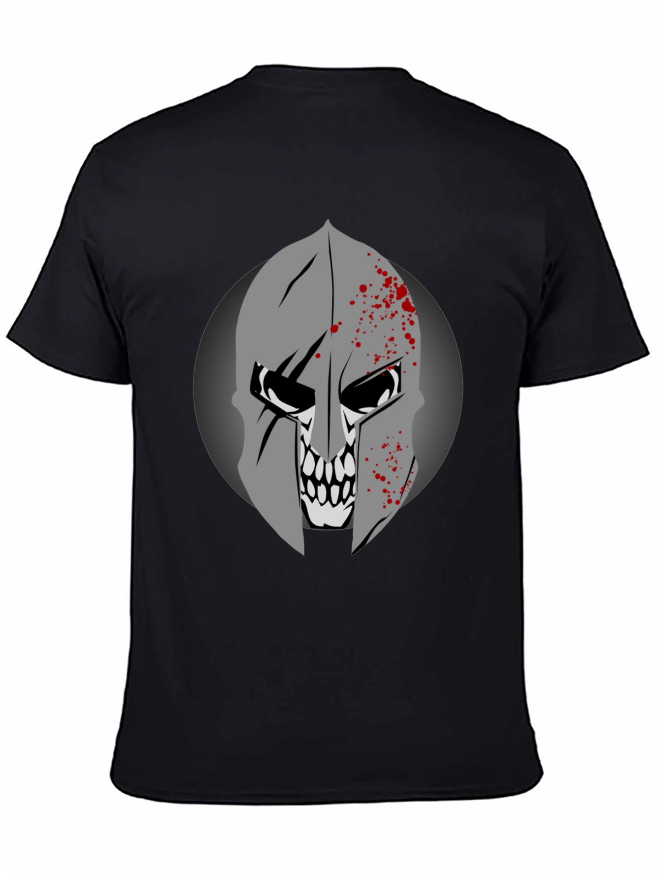 Spartan Skull Graphic Tee - Black Cotton T-Shirt