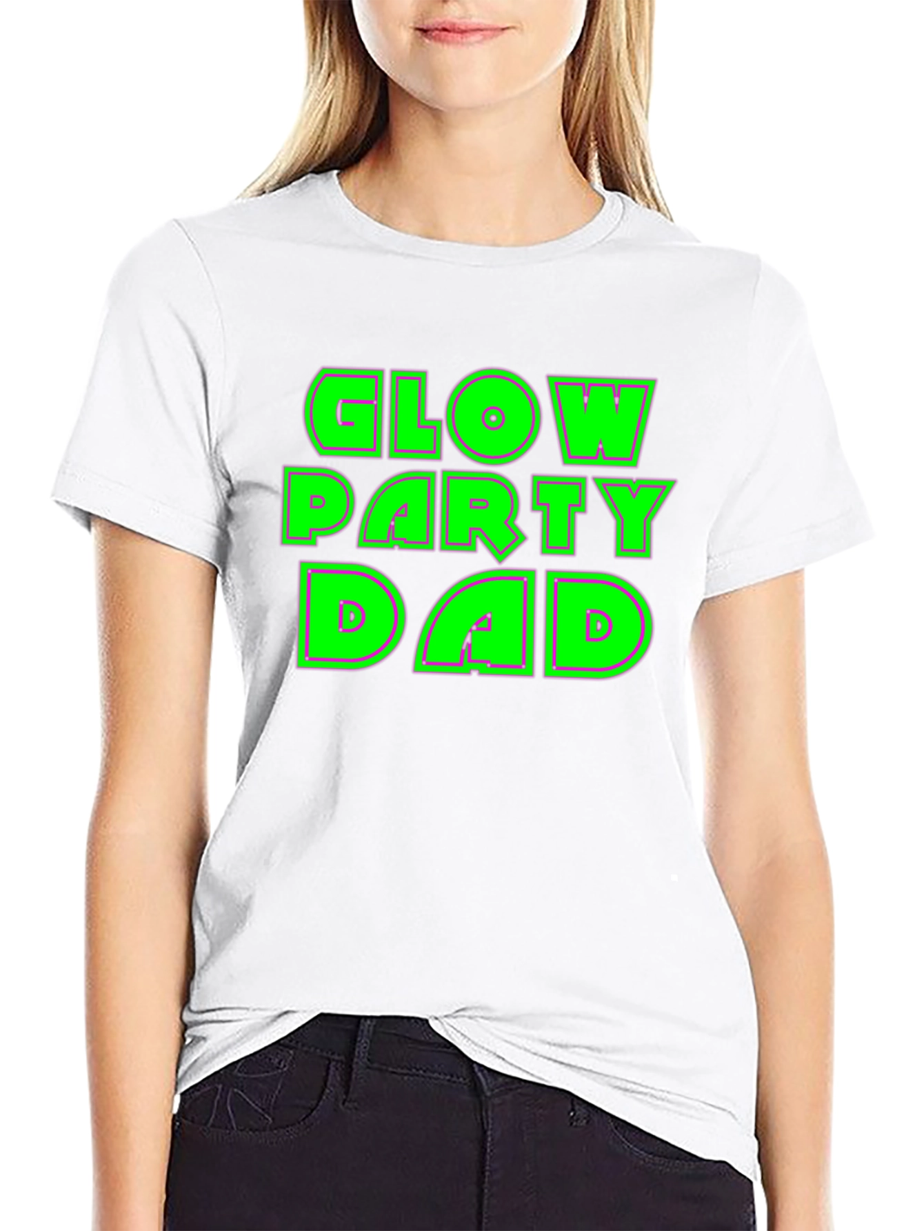 Glow Party Dad T-Shirt - Neon Green Print