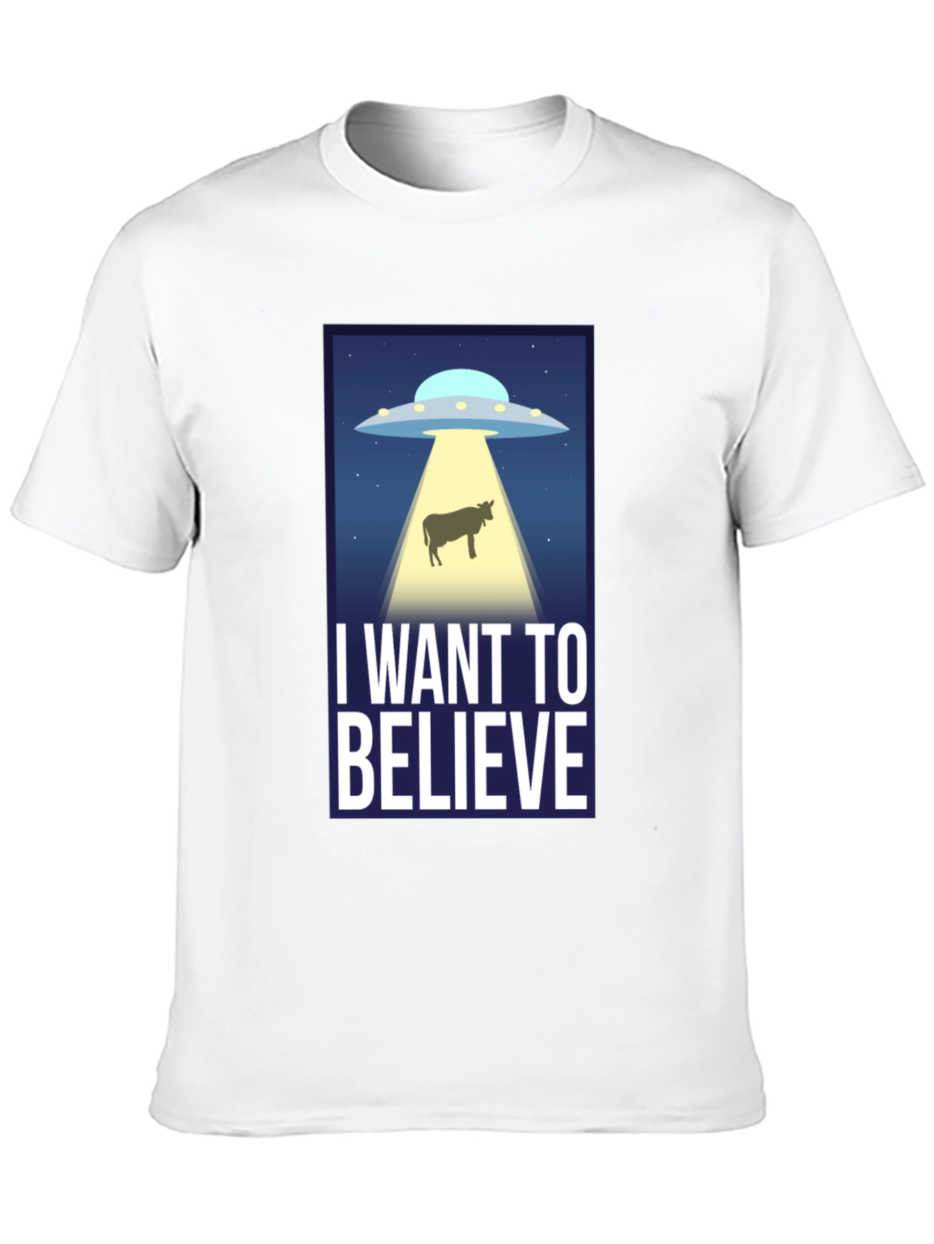 I Want to Believe UFO Cow Abduction T-Shirt