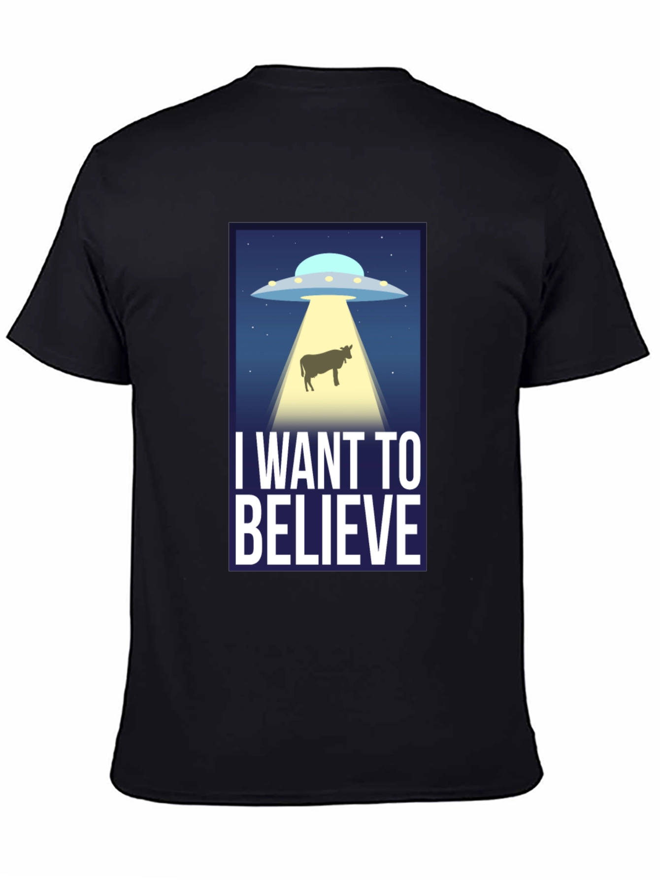 I Want to Believe UFO Cow Abduction T-Shirt