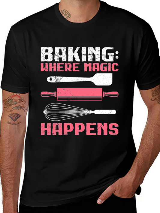 Baking Magic T-Shirt: Spatula Rolling Pin & Whisk Design