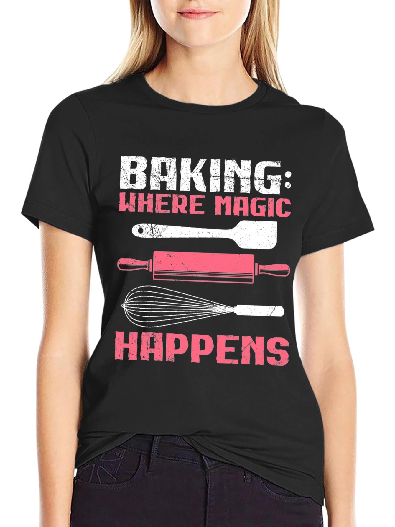 Baking Magic T-Shirt: Spatula Rolling Pin & Whisk Design