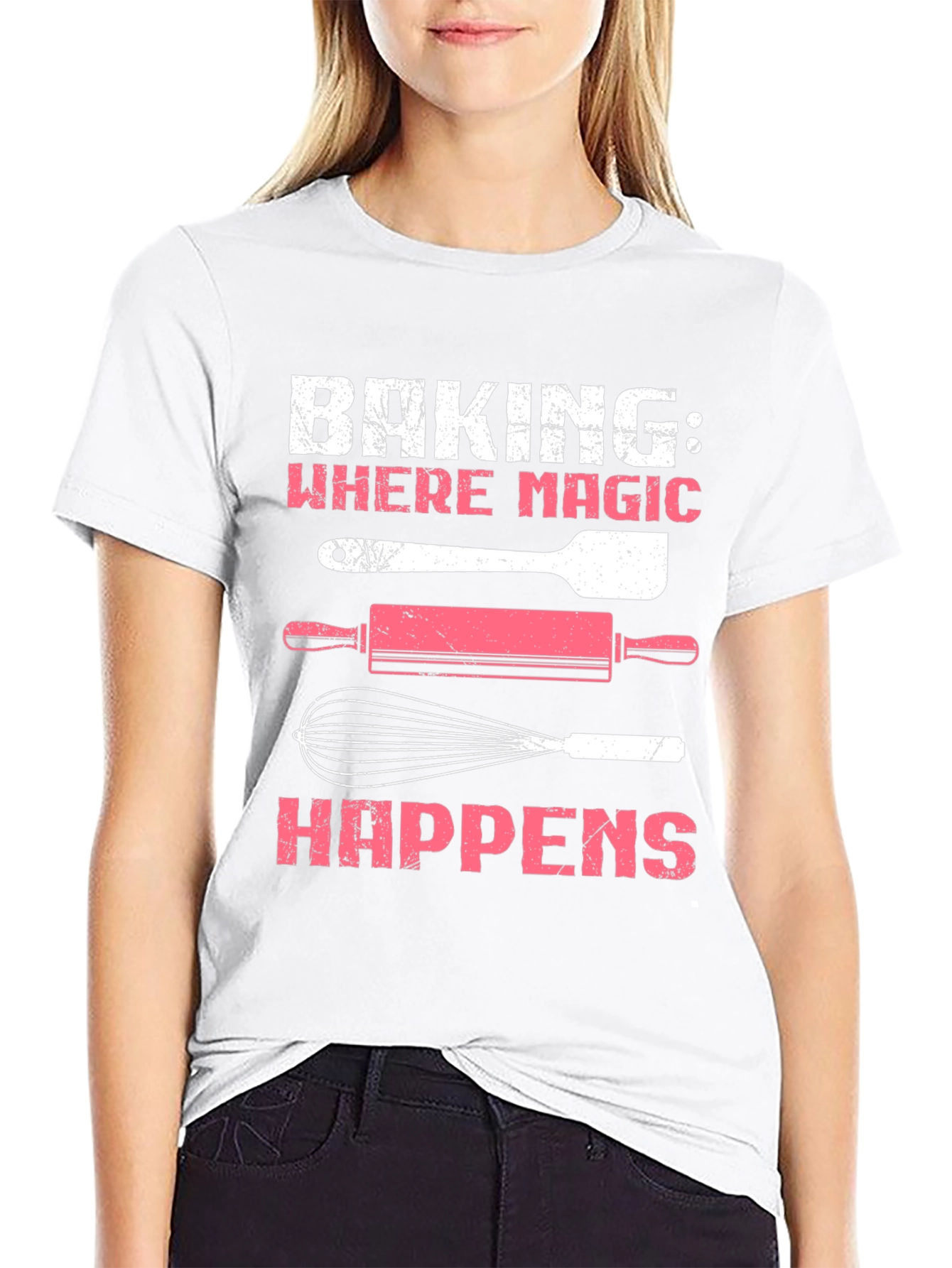 Baking Magic T-Shirt: Spatula Rolling Pin & Whisk Design