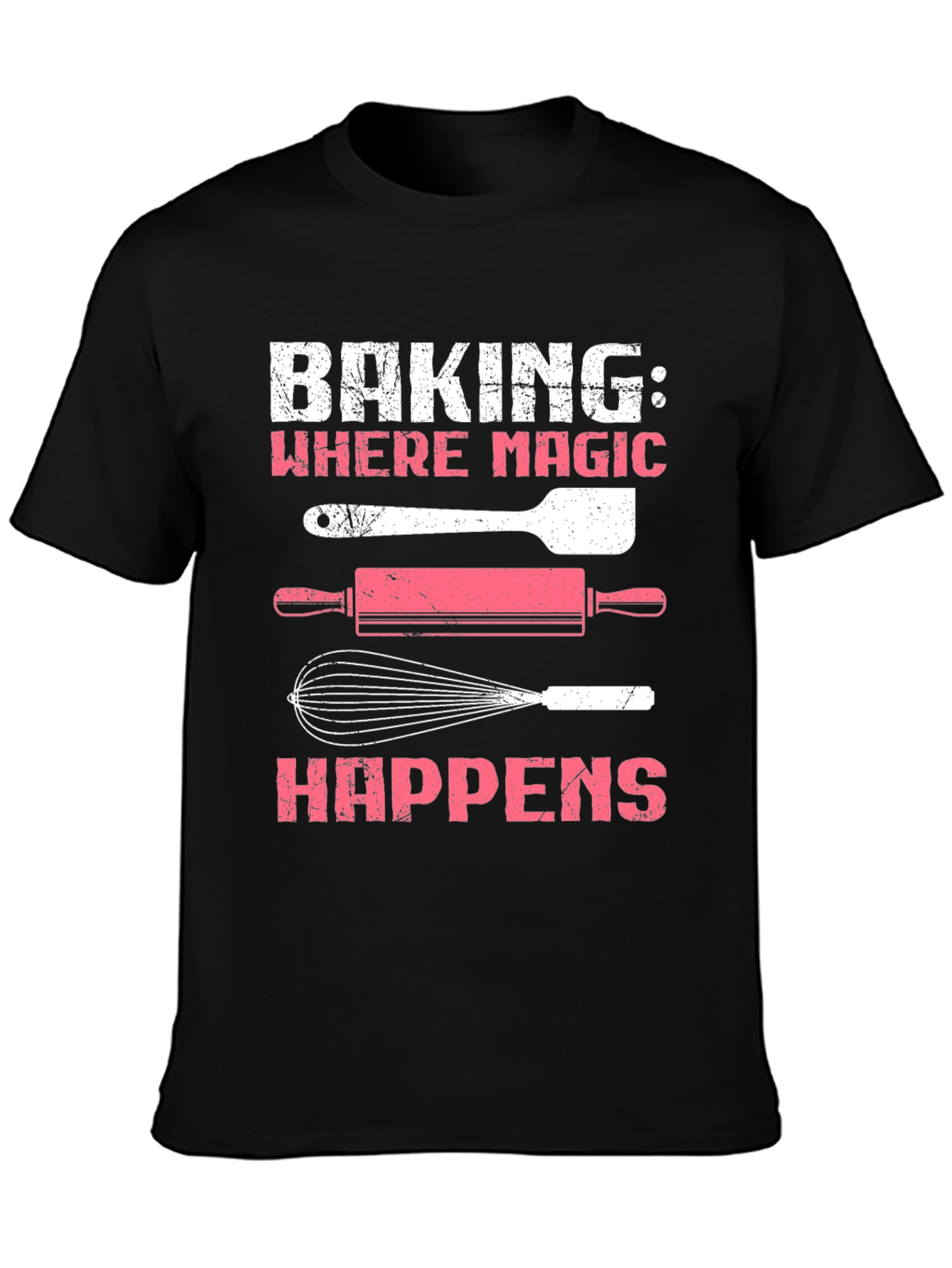 Baking Magic T-Shirt: Spatula Rolling Pin & Whisk Design