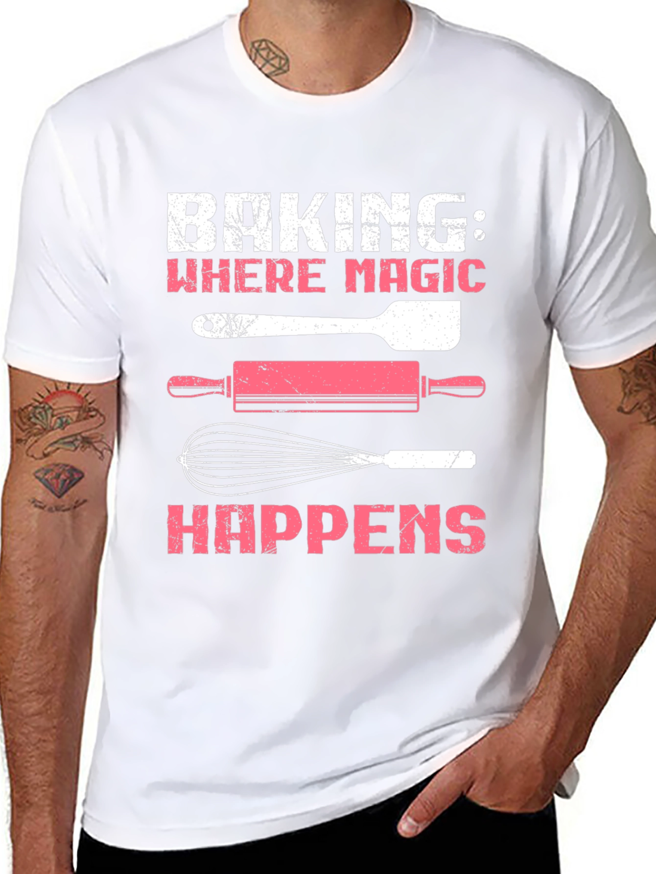 Baking Magic T-Shirt: Spatula Rolling Pin & Whisk Design