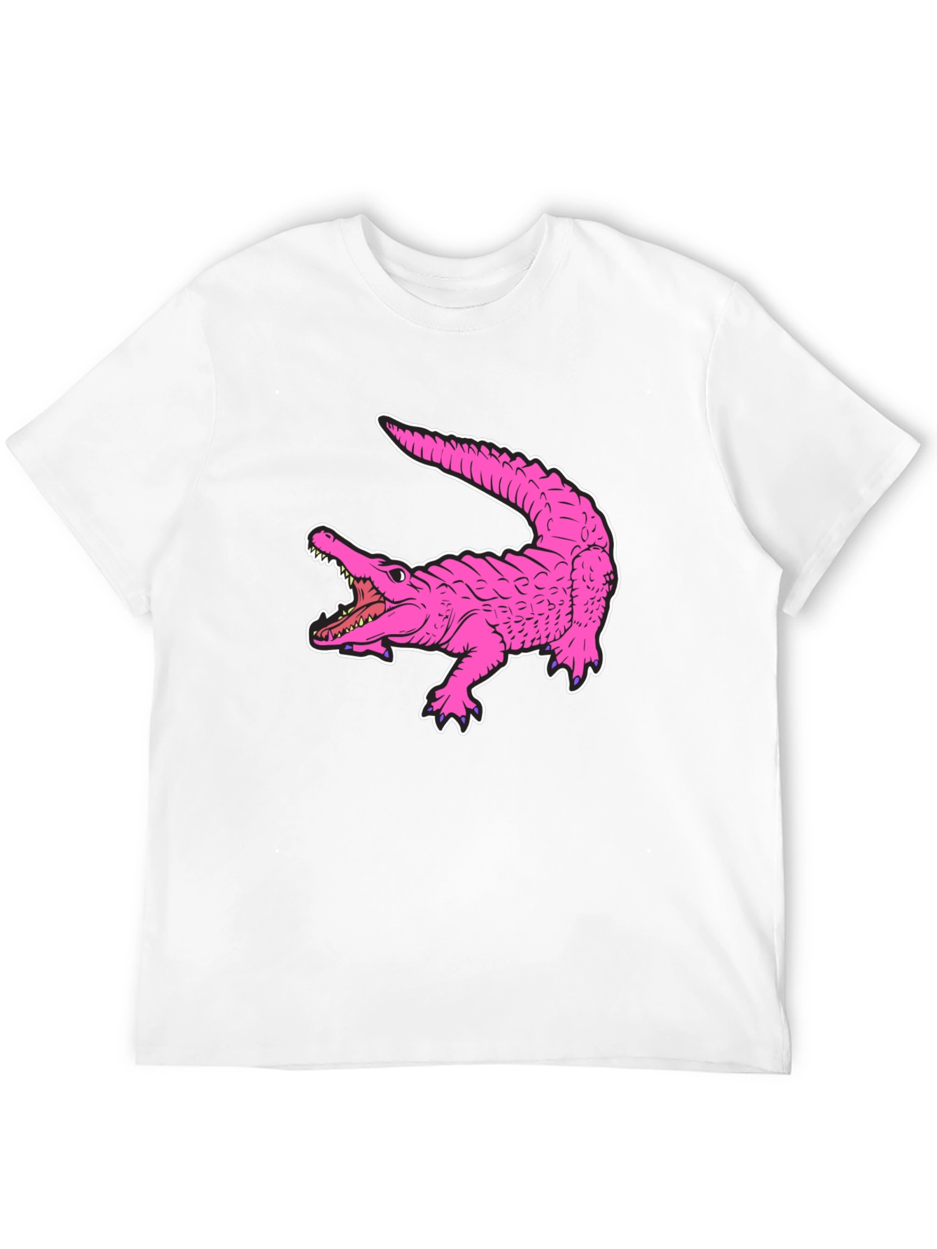 Pink Alligator Graphic Tee - Cool Reptile Print