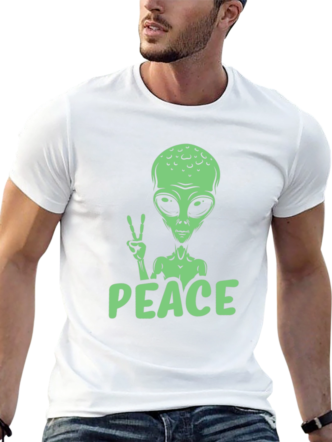 Alien Peace Sign T-Shirt - Black