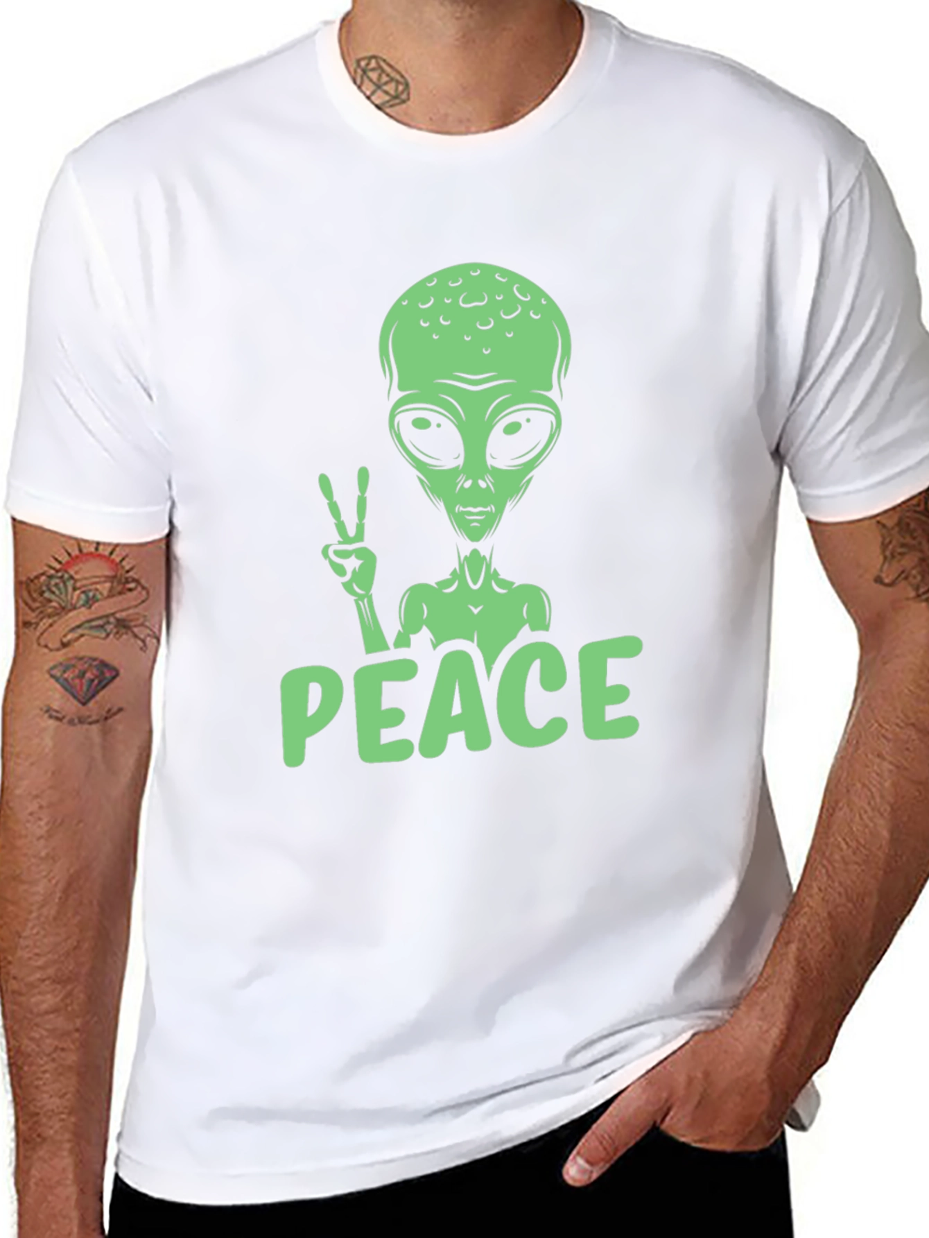 Alien Peace Sign T-Shirt - Black