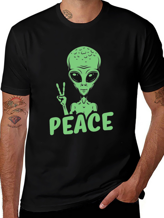 Alien Peace Sign T-Shirt - Black