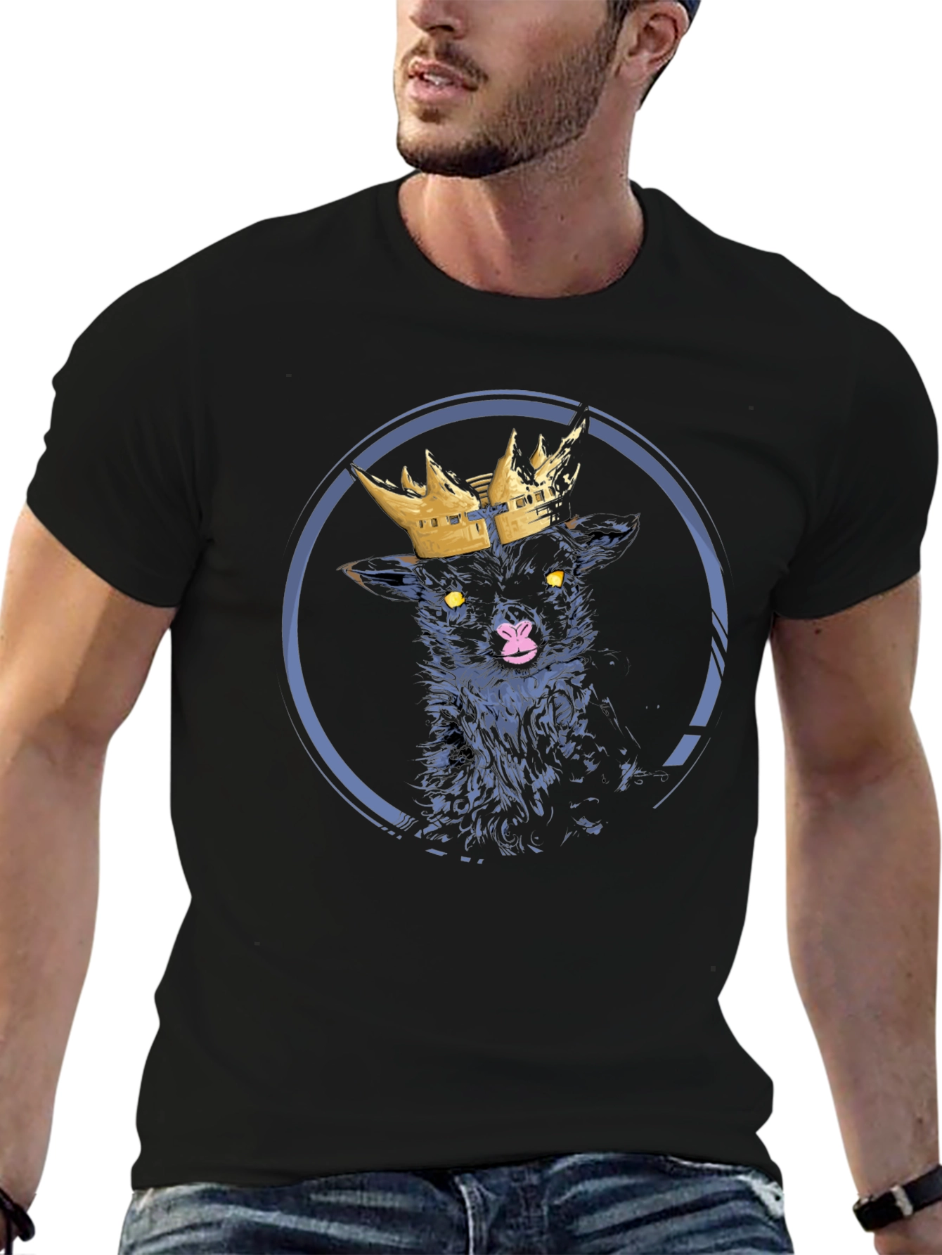 Black Lamb King Graphic Tee - Unique Design