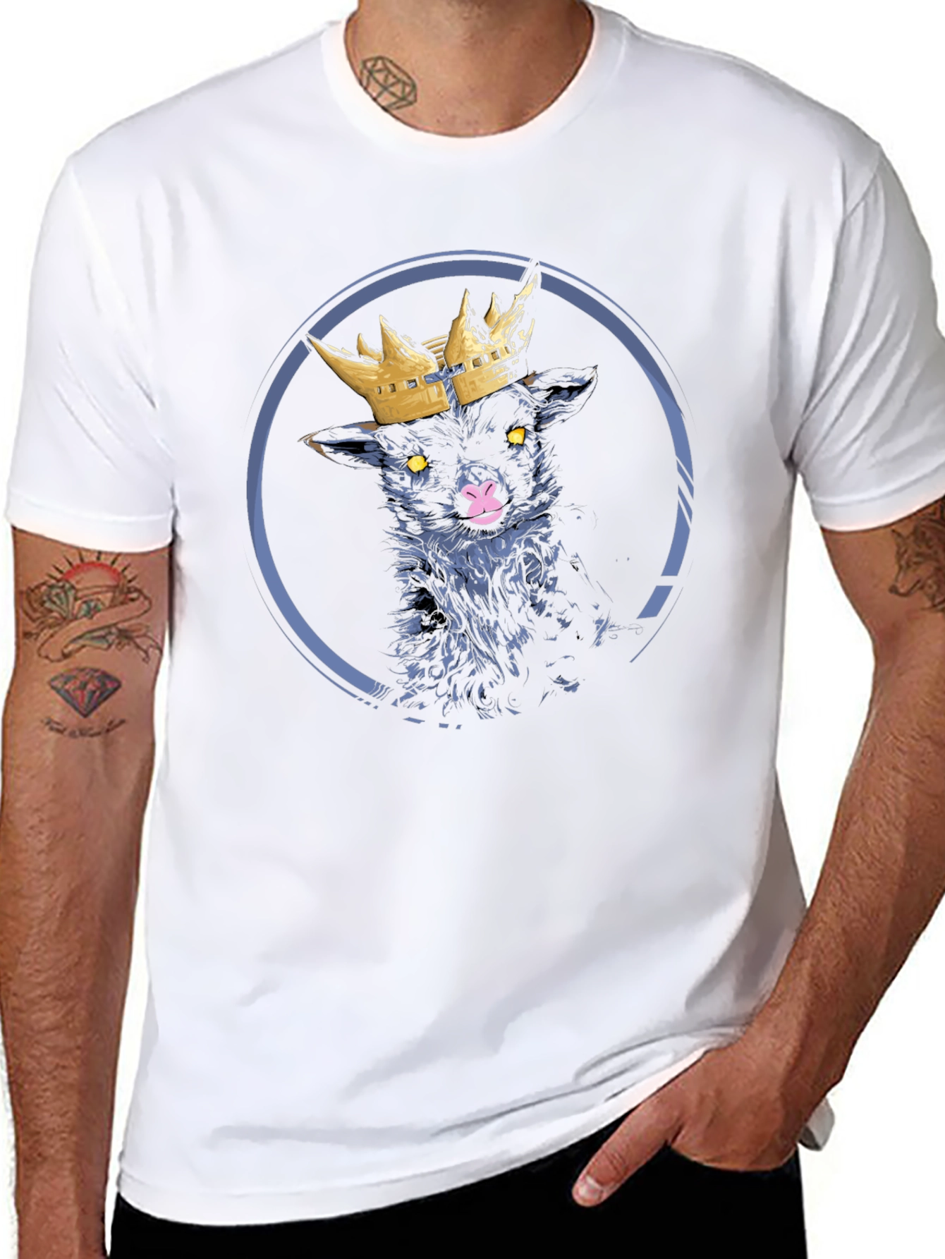 Black Lamb King Graphic Tee - Unique Design