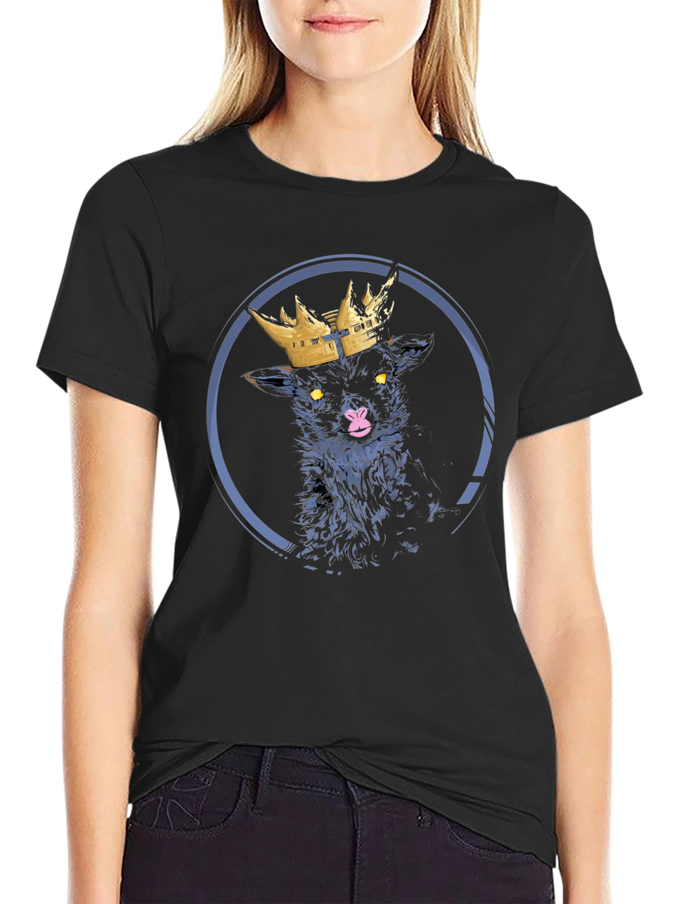 Black Lamb King Graphic Tee - Unique Design