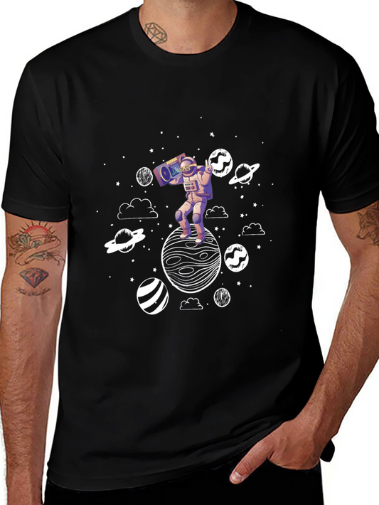 Astronaut Boombox Planet Graphic T-Shirt