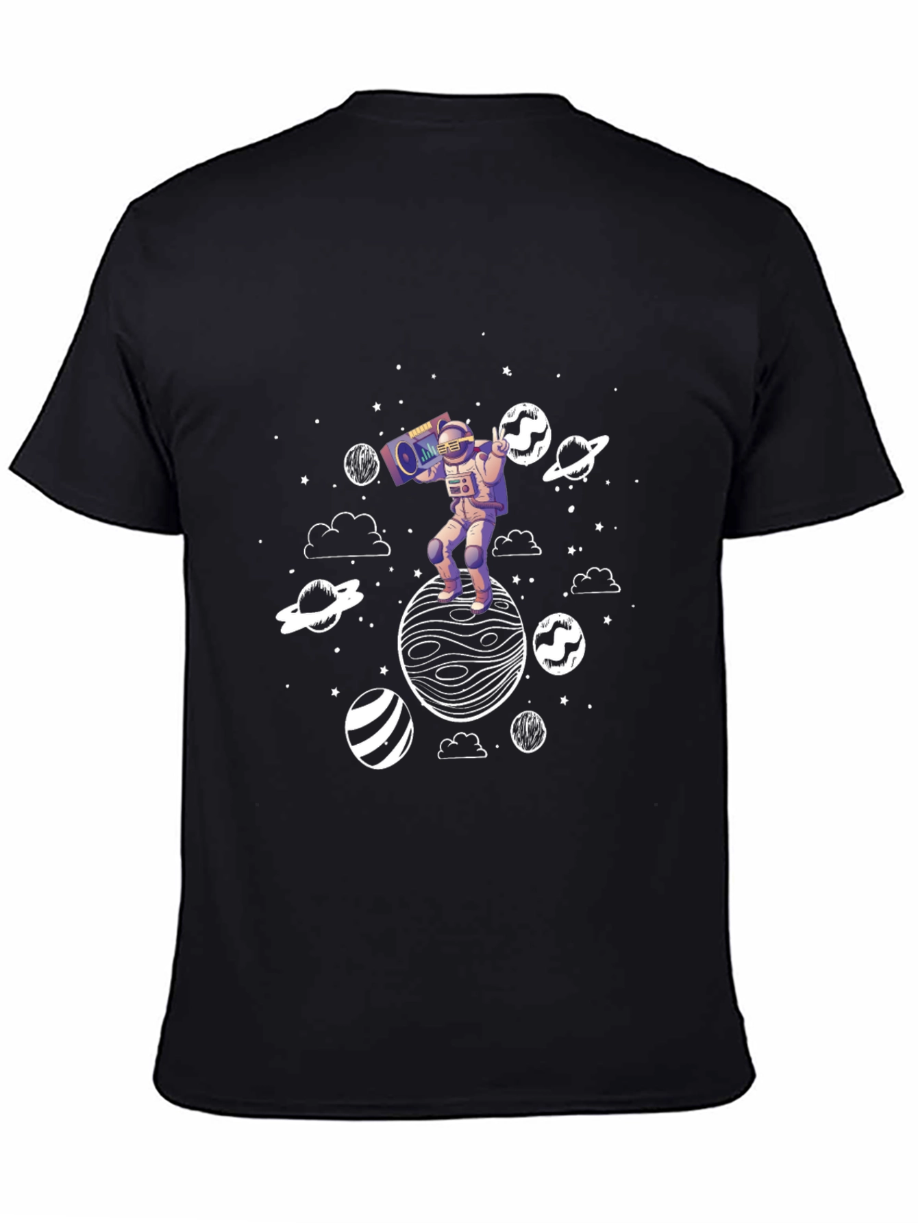 Astronaut Boombox Planet Graphic T-Shirt
