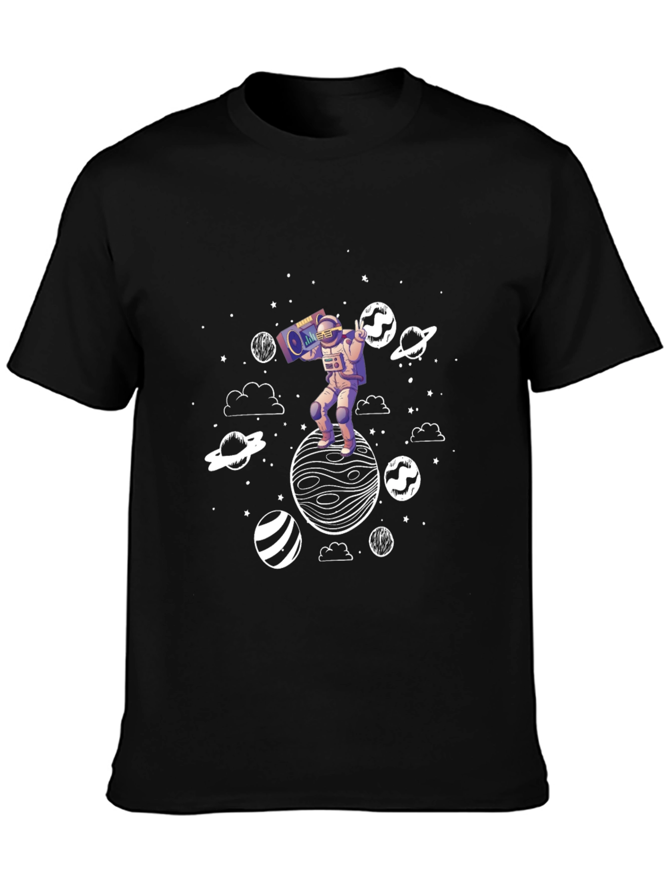 Astronaut Boombox Planet Graphic T-Shirt