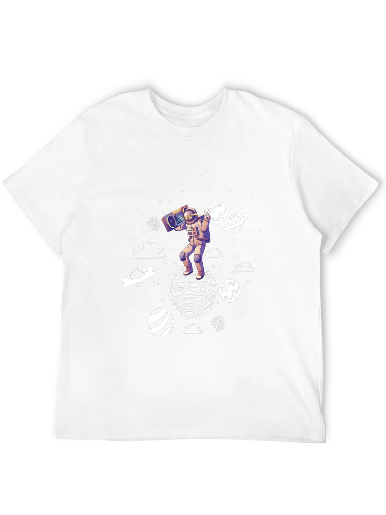 Astronaut Boombox Planet Graphic T-Shirt