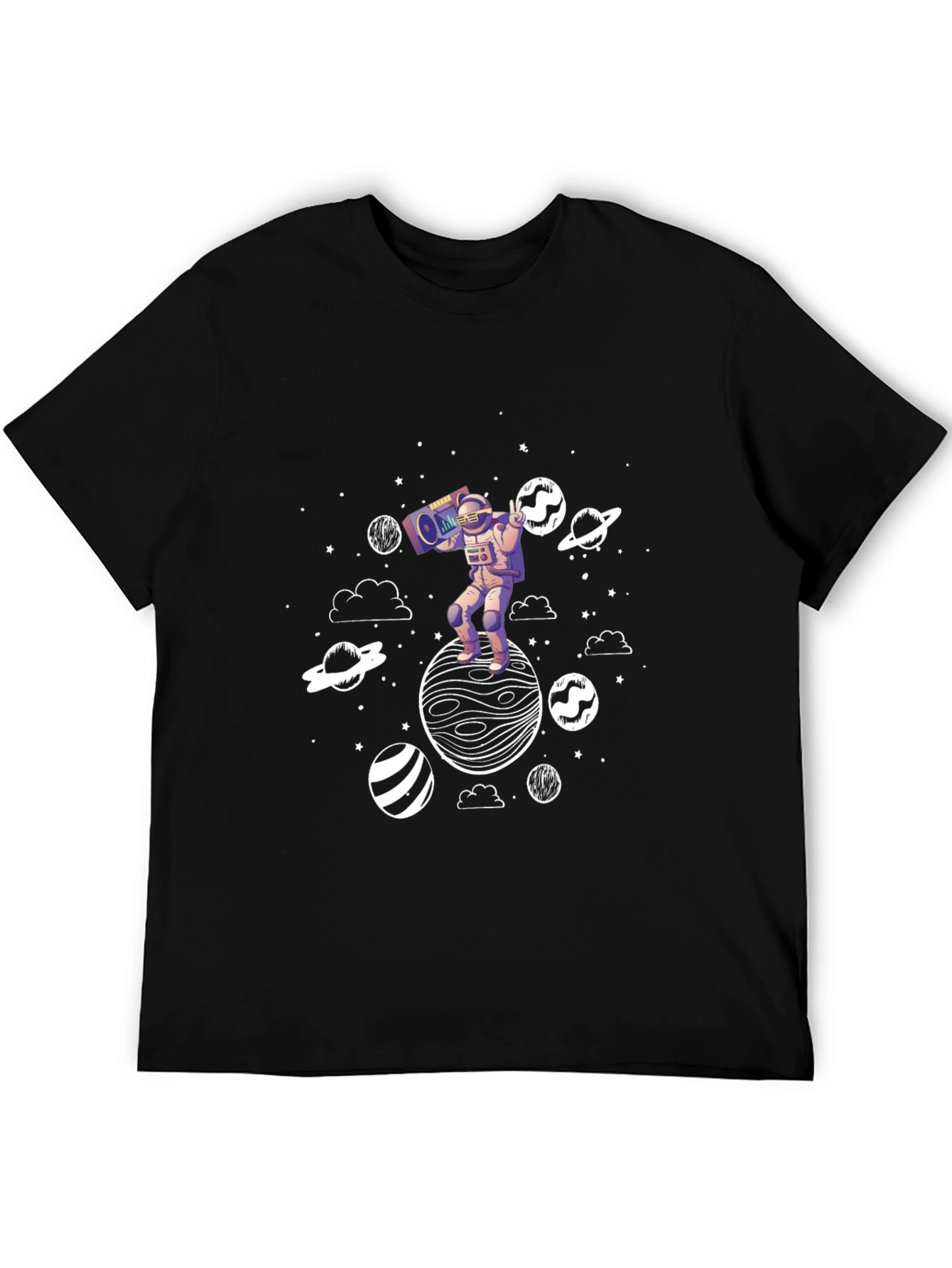 Astronaut Boombox Planet Graphic T-Shirt
