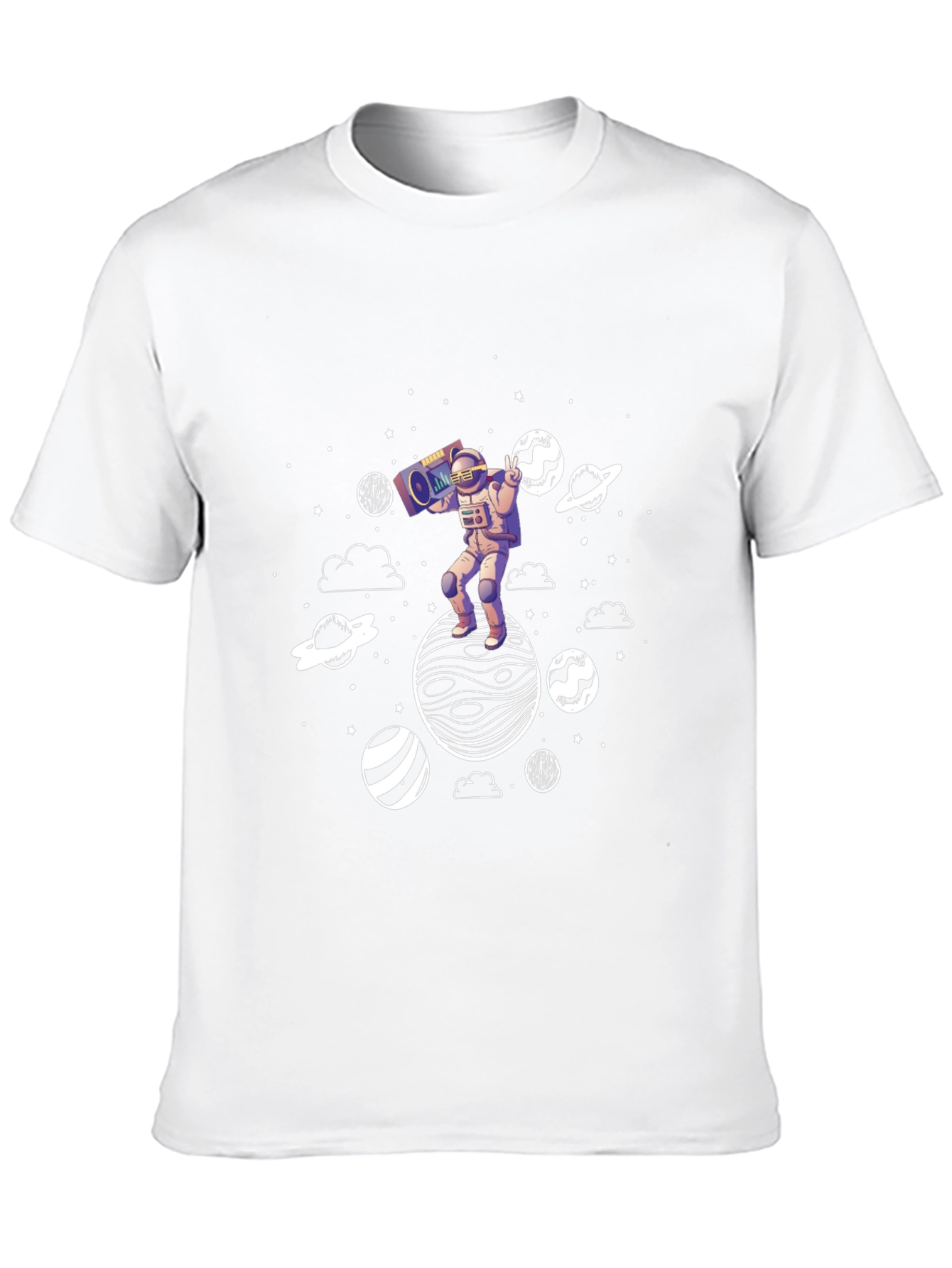 Astronaut Boombox Planet Graphic T-Shirt