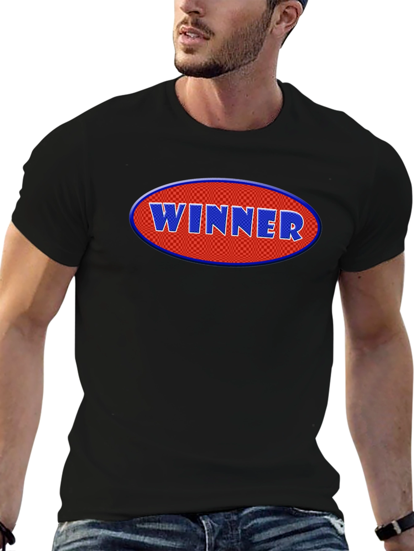 Winner Graphic Tee - Black Cotton T-Shirt