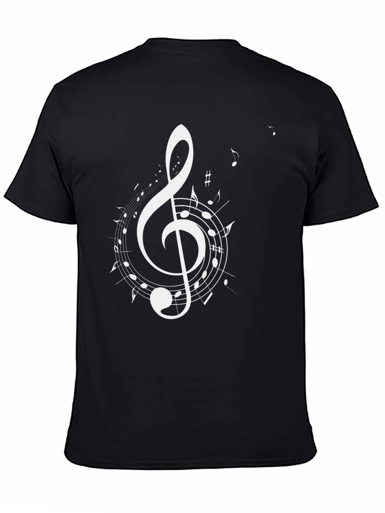 Musical Note Graphic Tee - Black Cotton T-Shirt