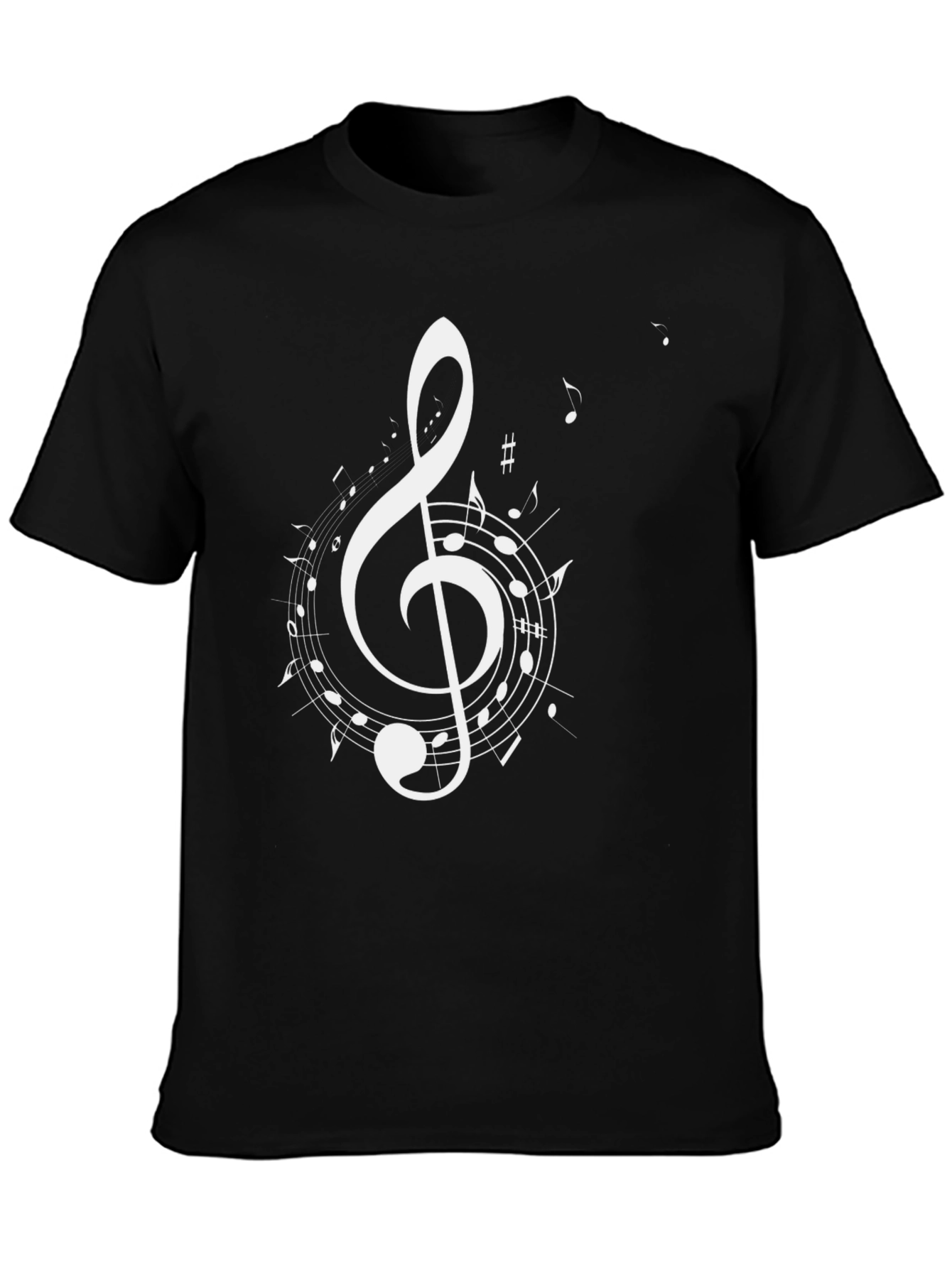 Musical Note Graphic Tee - Black Cotton T-Shirt