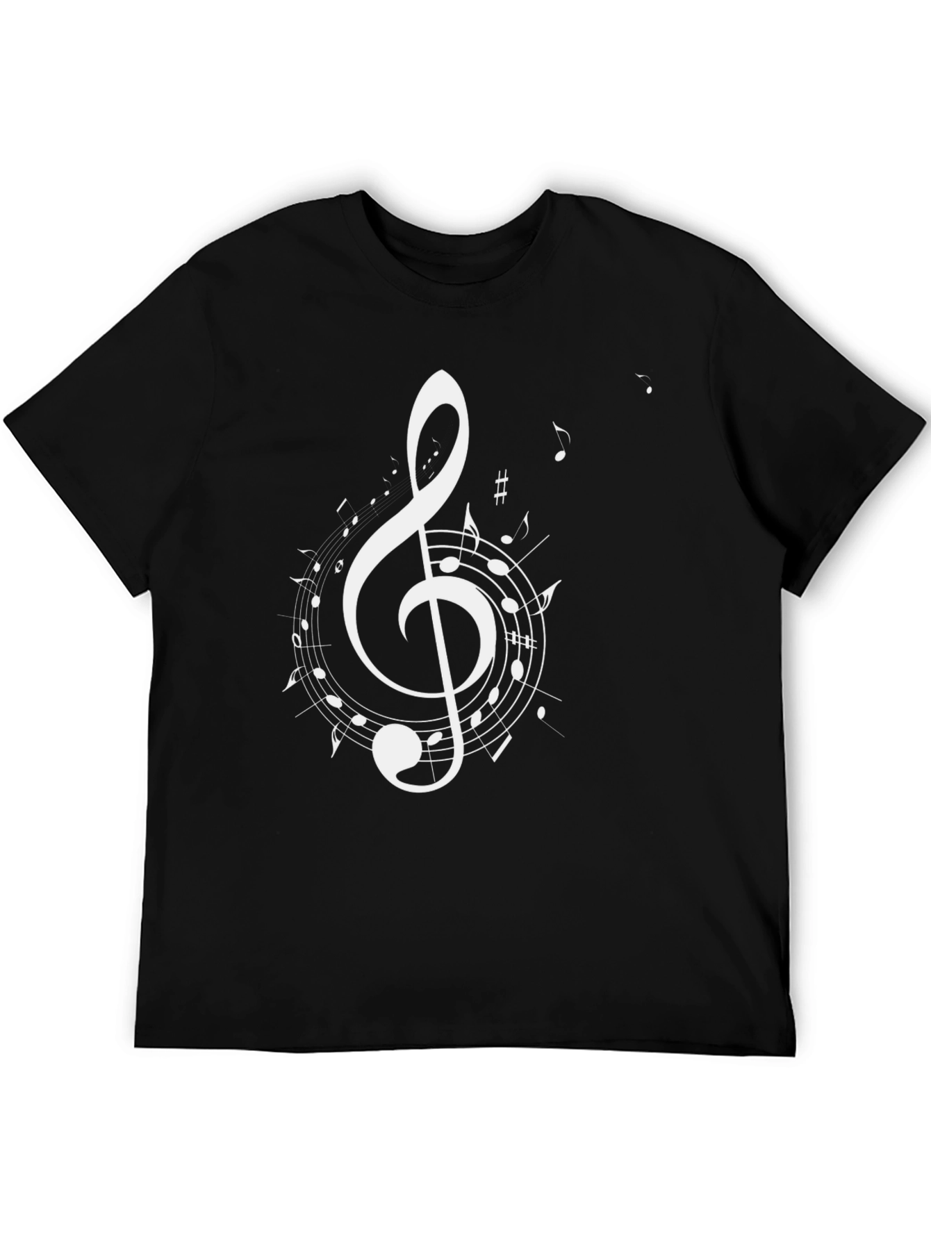Musical Note Graphic Tee - Black Cotton T-Shirt