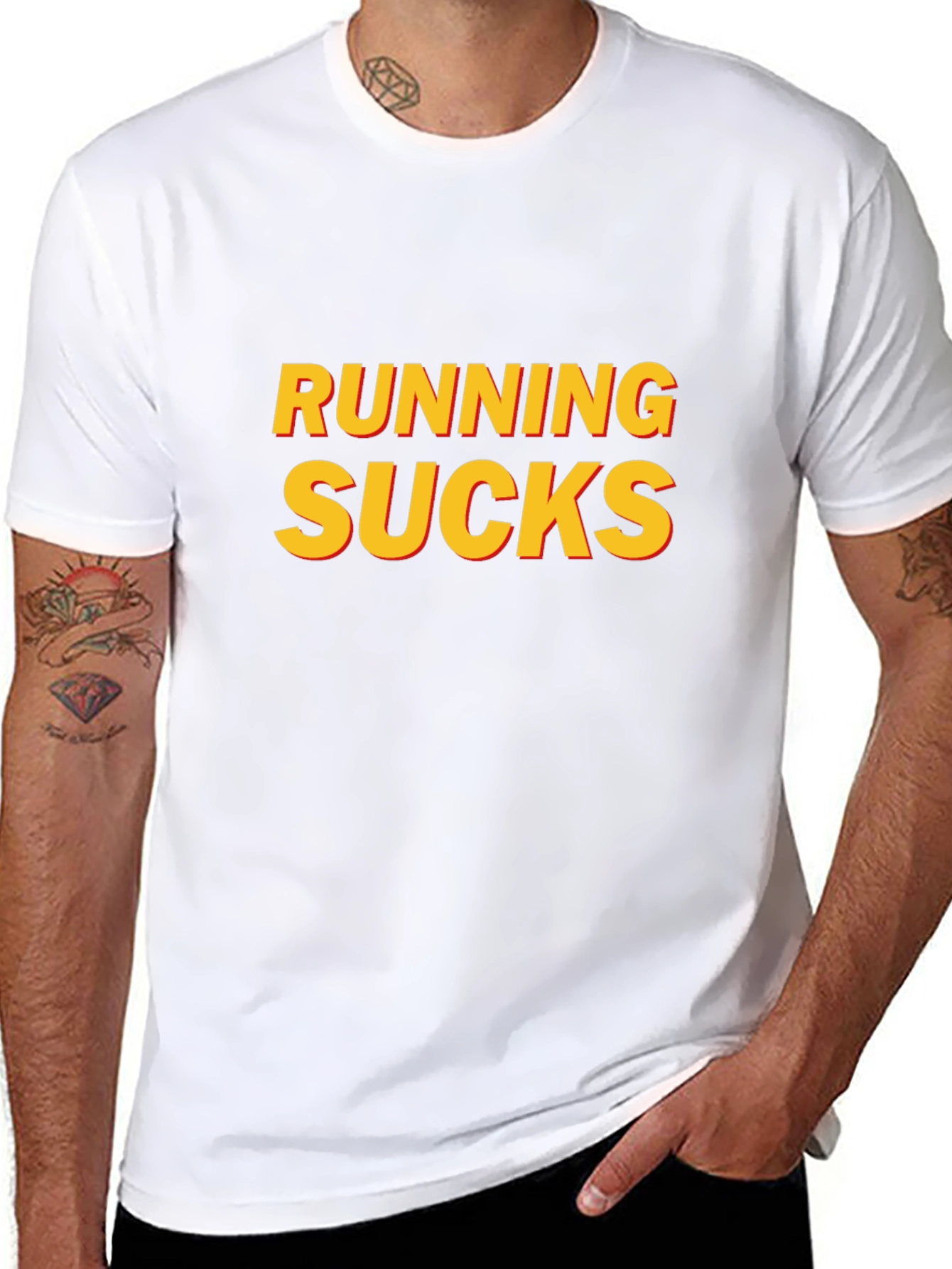 Running Sucks Graphic T-Shirt - Black Casual Tee