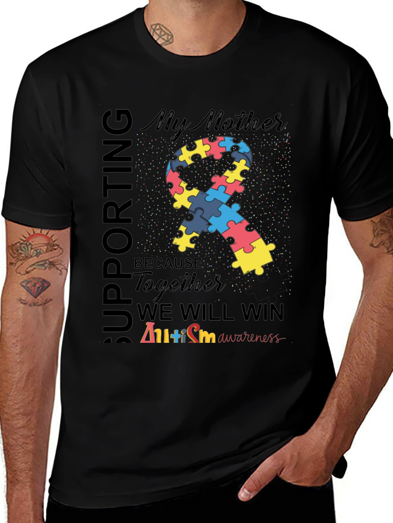 Supporting My Mother Autism Awareness T-Shirt