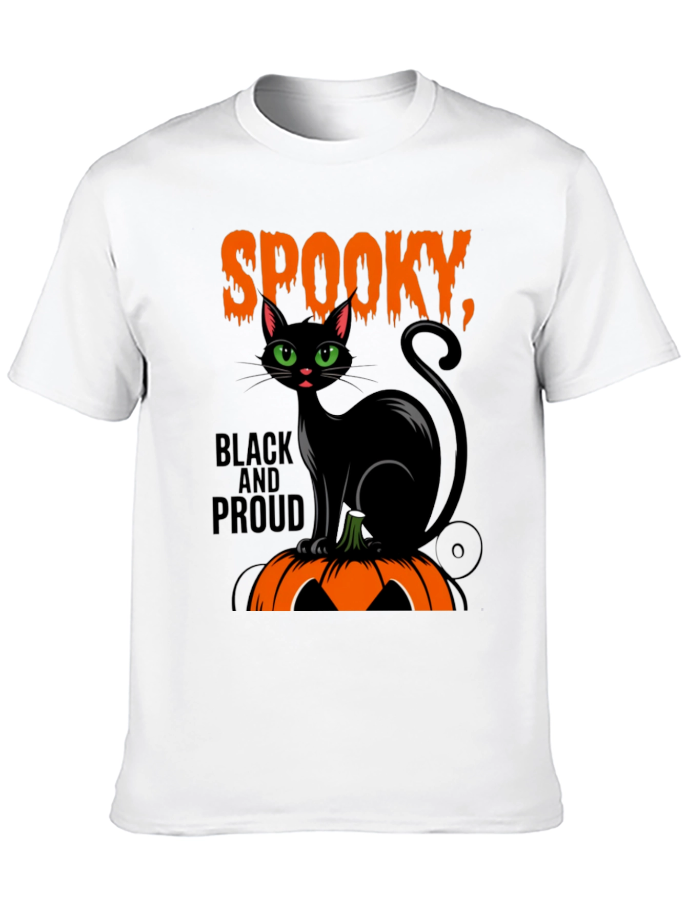 Spooky Black Cat Halloween Graphic T-Shirt