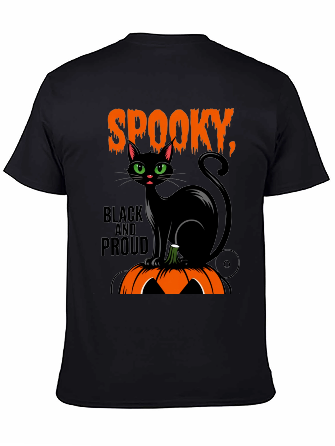 Spooky Black Cat Halloween Graphic T-Shirt