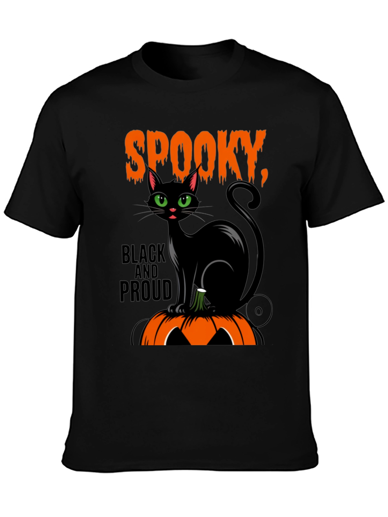 Spooky Black Cat Halloween Graphic T-Shirt