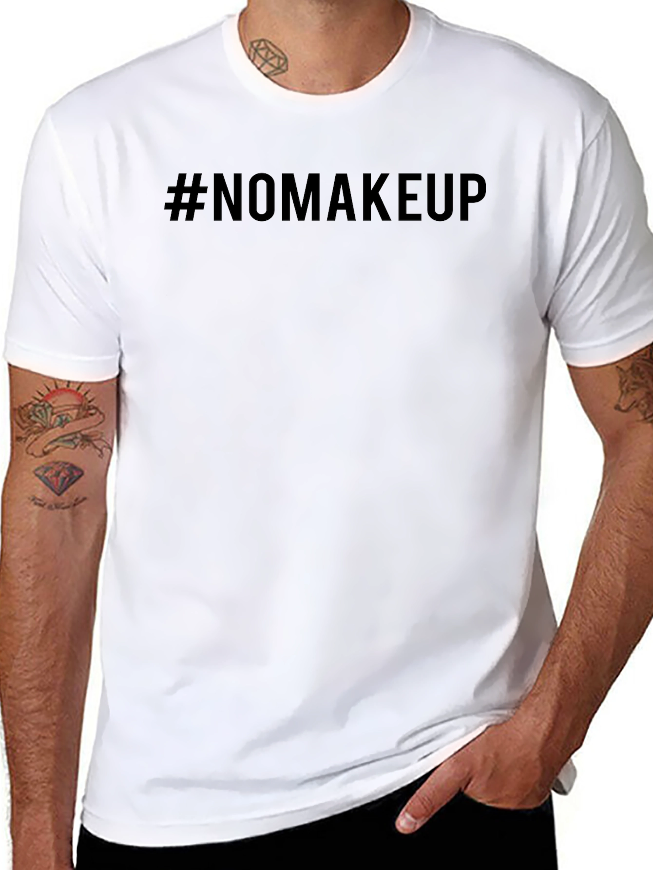 #NoMakeup Black Graphic Tee - Casual Style