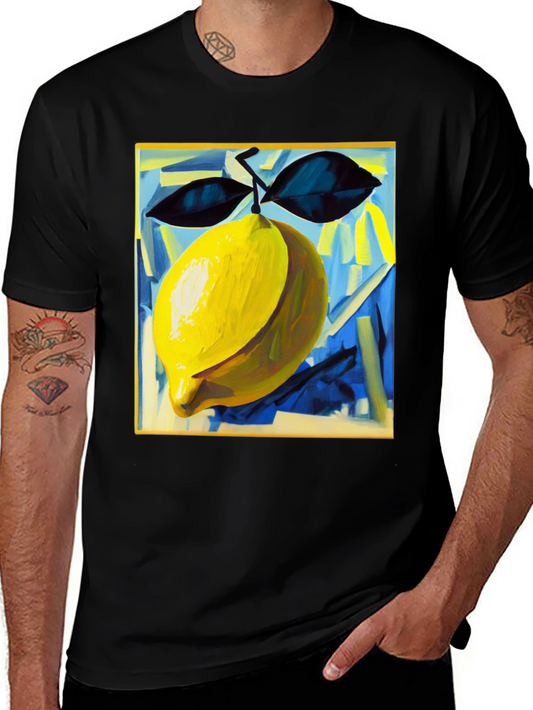 Abstract Lemon Graphic Tee - Modern Art Shirt