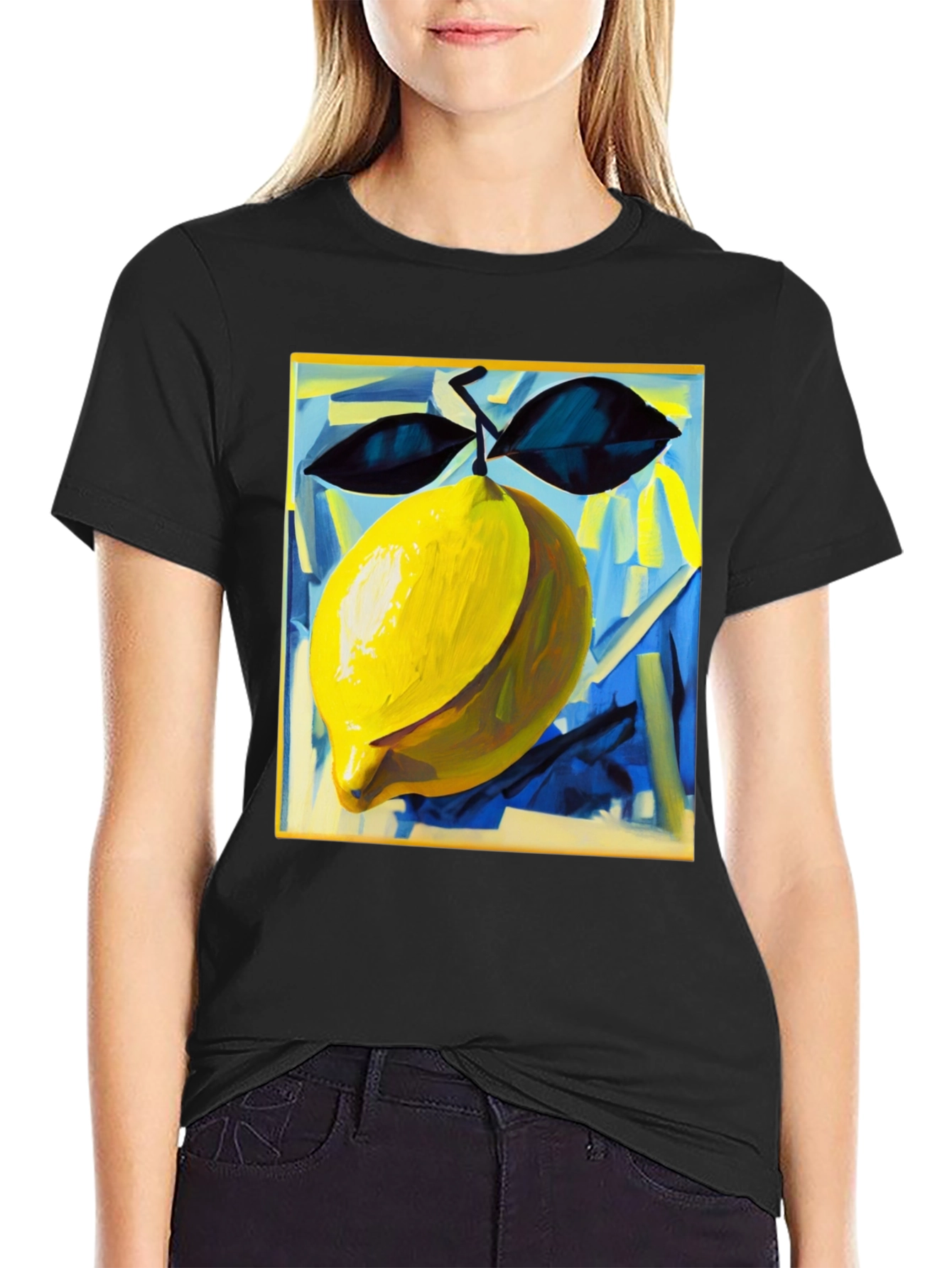 Abstract Lemon Graphic Tee - Modern Art Shirt