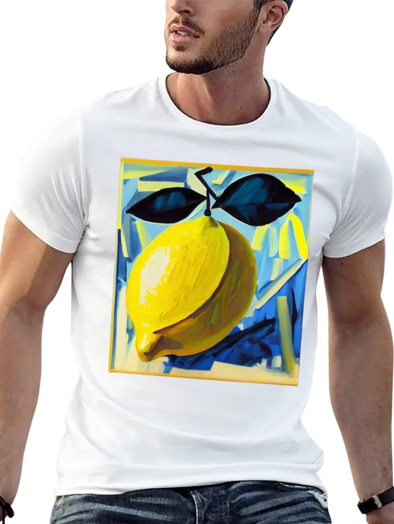 Abstract Lemon Graphic Tee - Modern Art Shirt