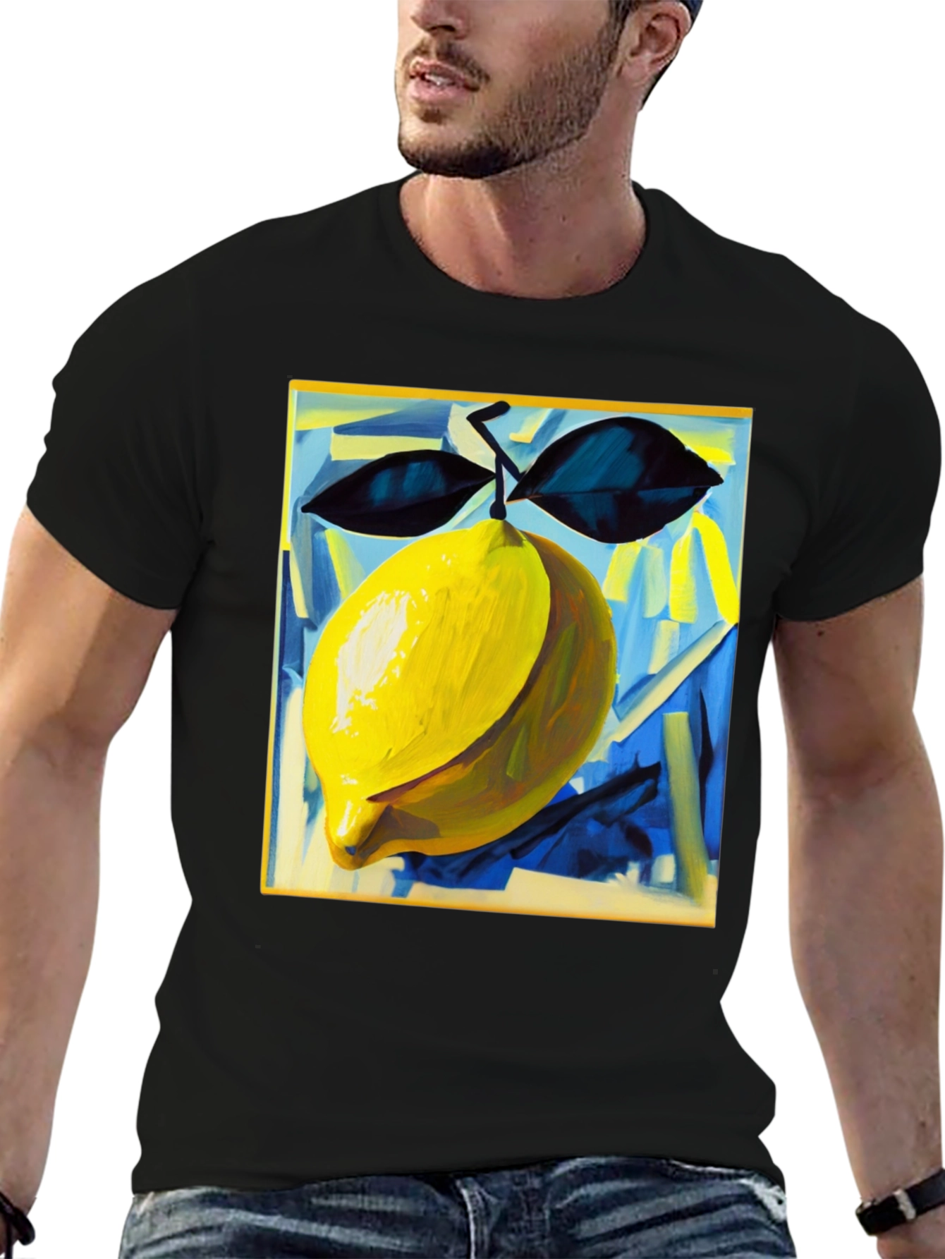 Abstract Lemon Graphic Tee - Modern Art Shirt