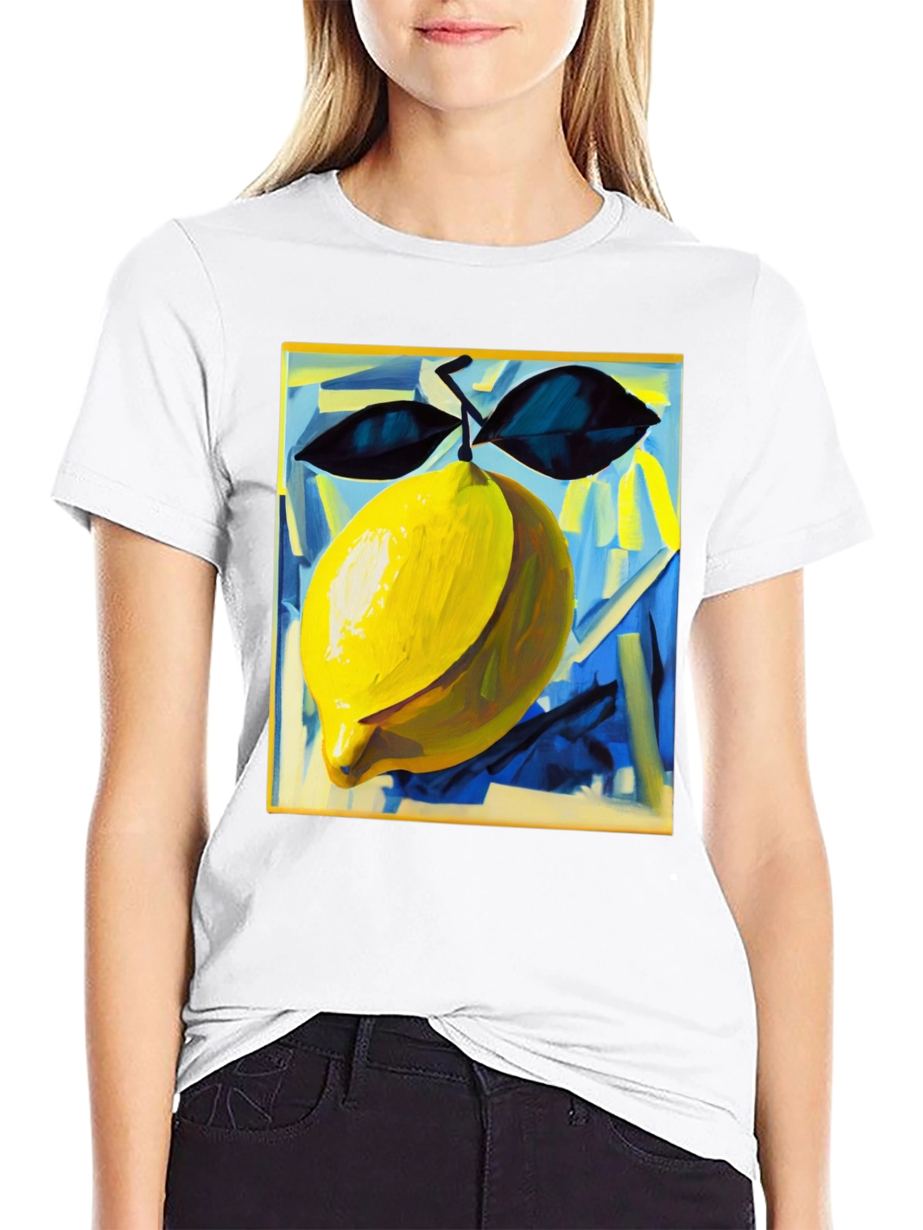 Abstract Lemon Graphic Tee - Modern Art Shirt