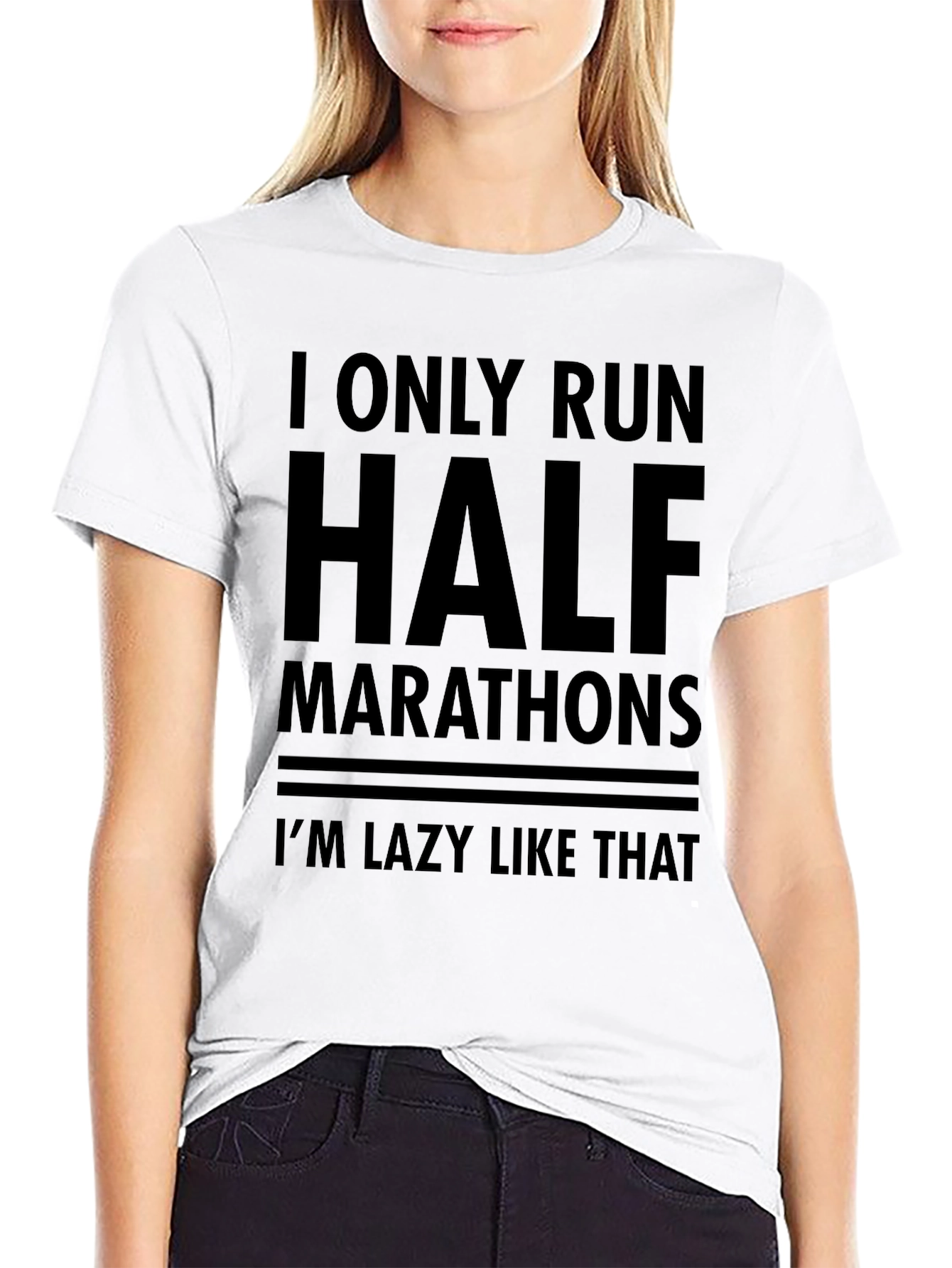 Funny Half Marathon Lazy Runner Black T-Shirt