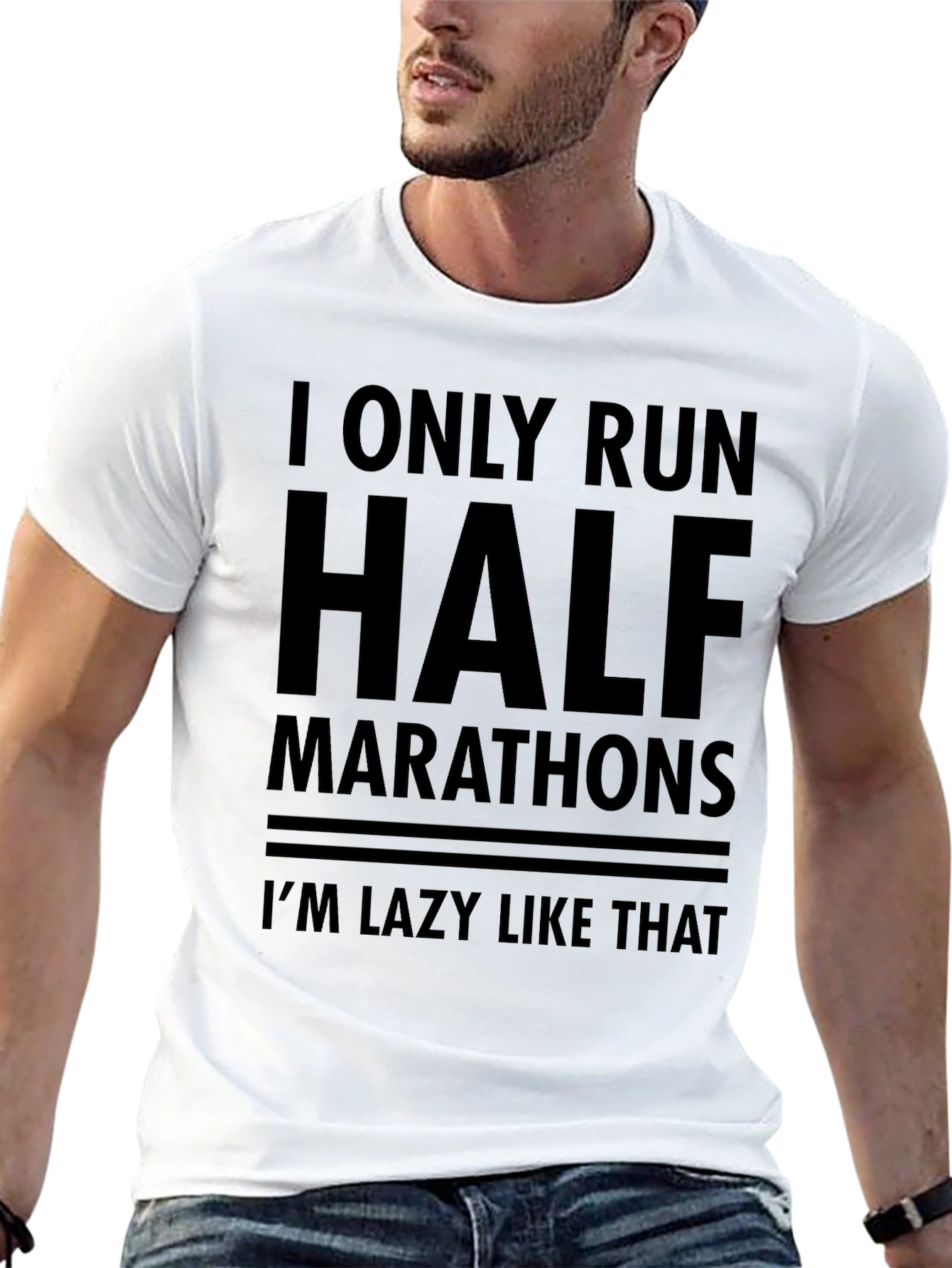 Funny Half Marathon Lazy Runner Black T-Shirt