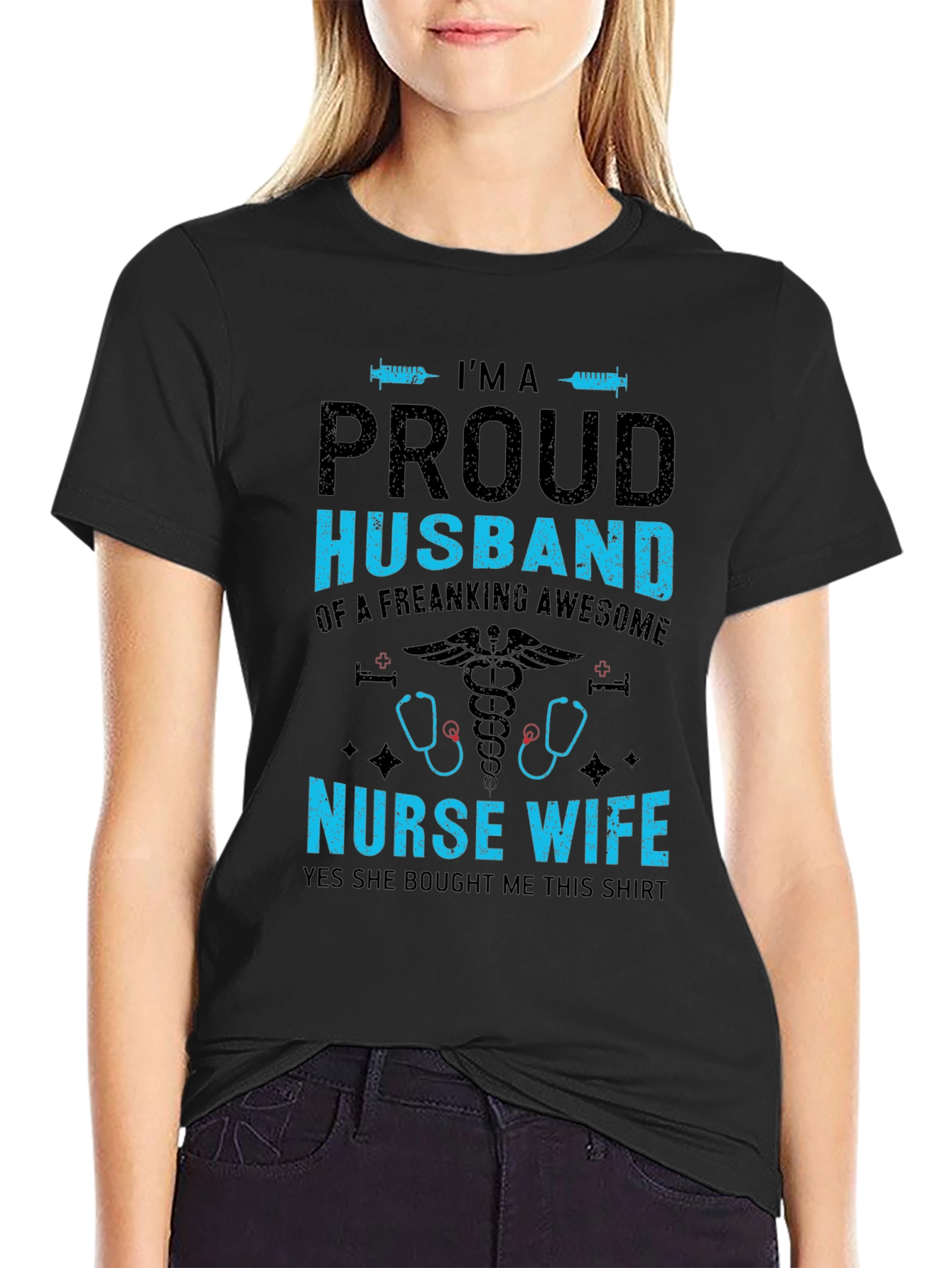 Proud Husband Nurse Wife Graphic T-Shirt