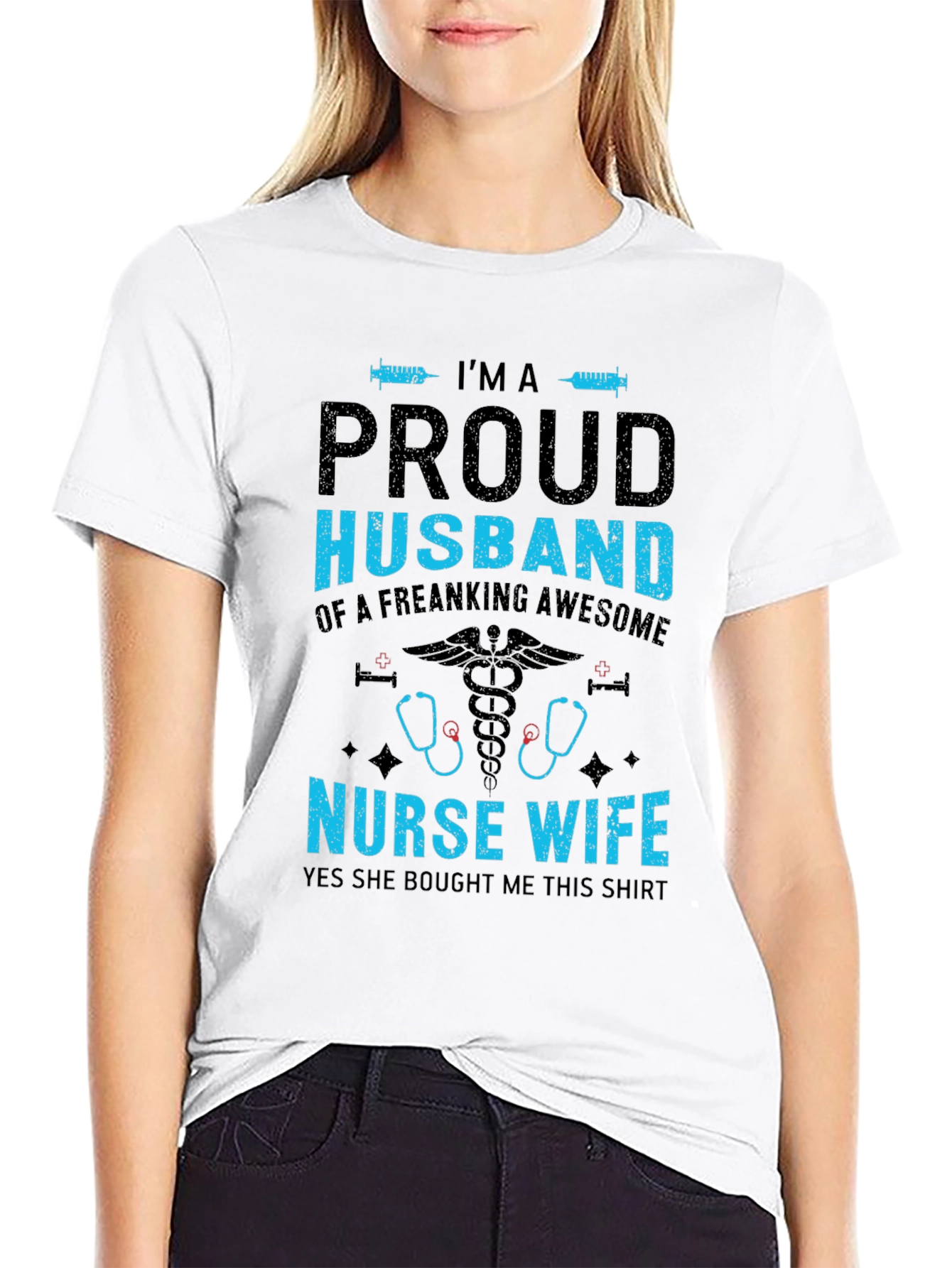 Proud Husband Nurse Wife Graphic T-Shirt