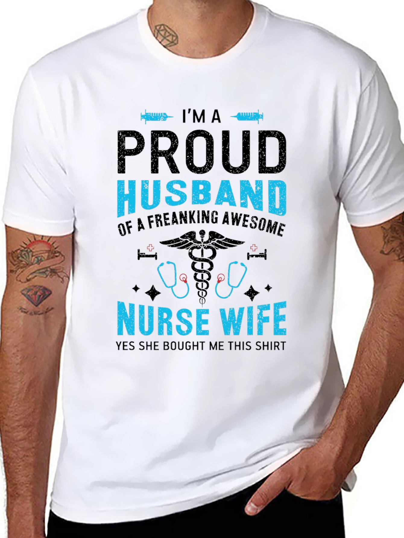 Proud Husband Nurse Wife Graphic T-Shirt