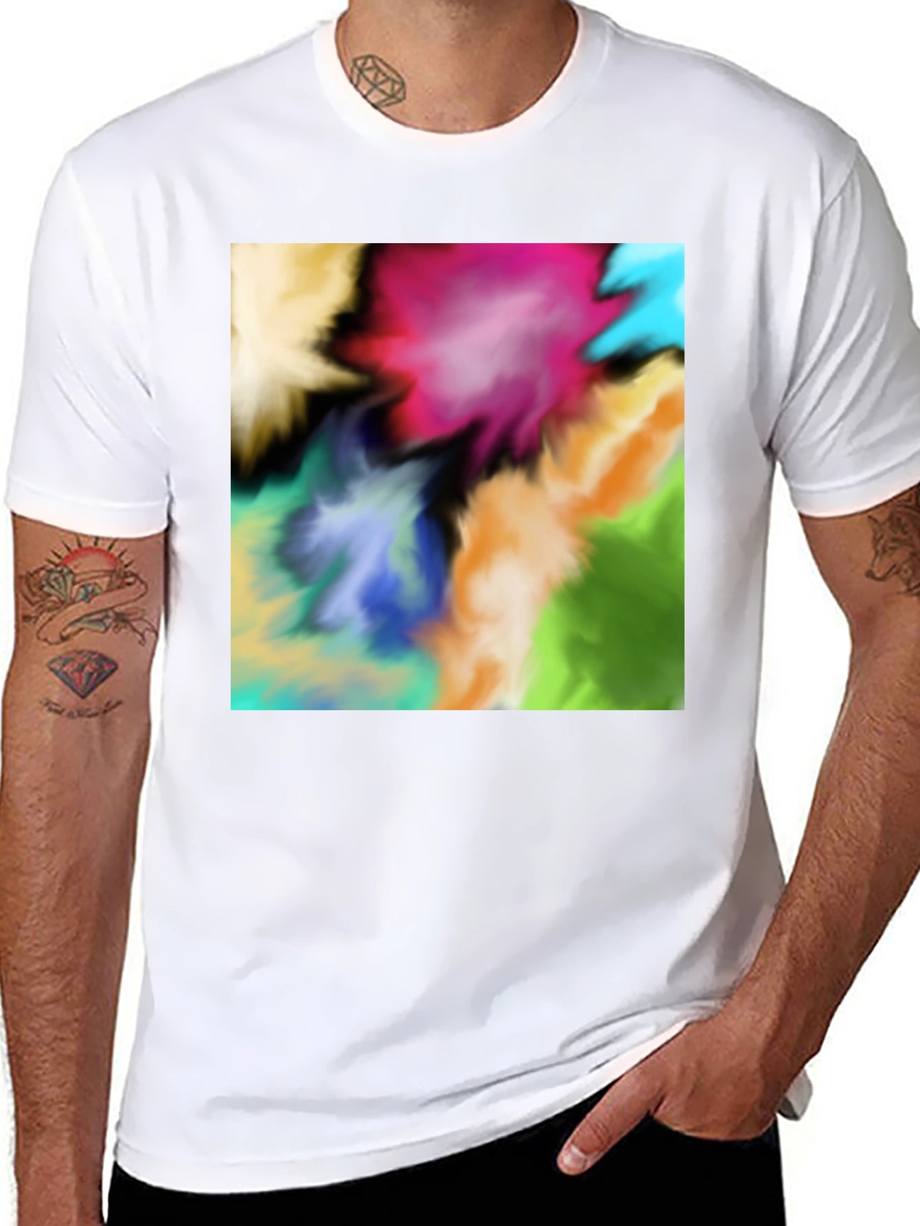 Vibrant Abstract Art Black T-Shirt